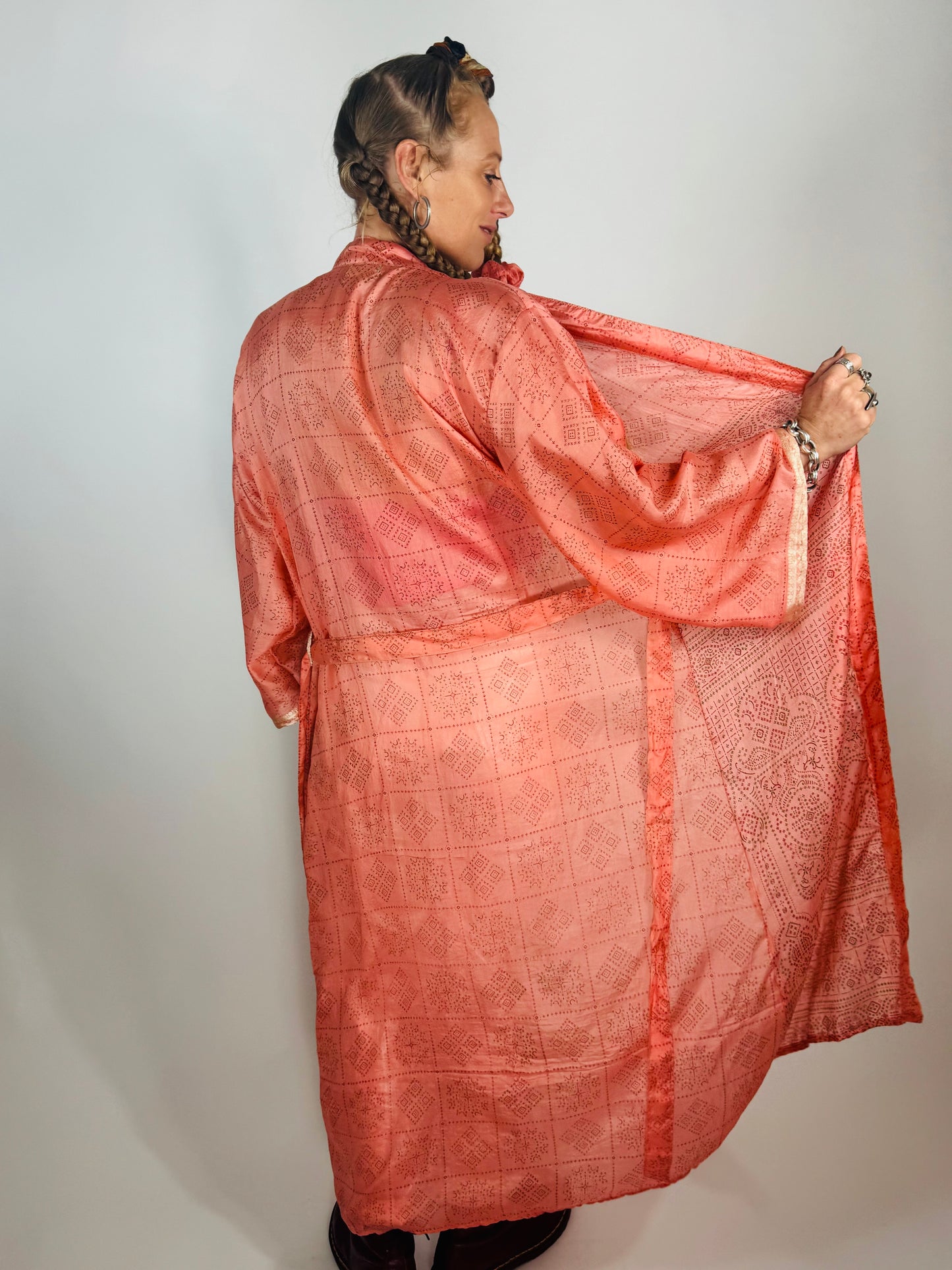 The Kardash Kimono Long re-cycled sari fabric