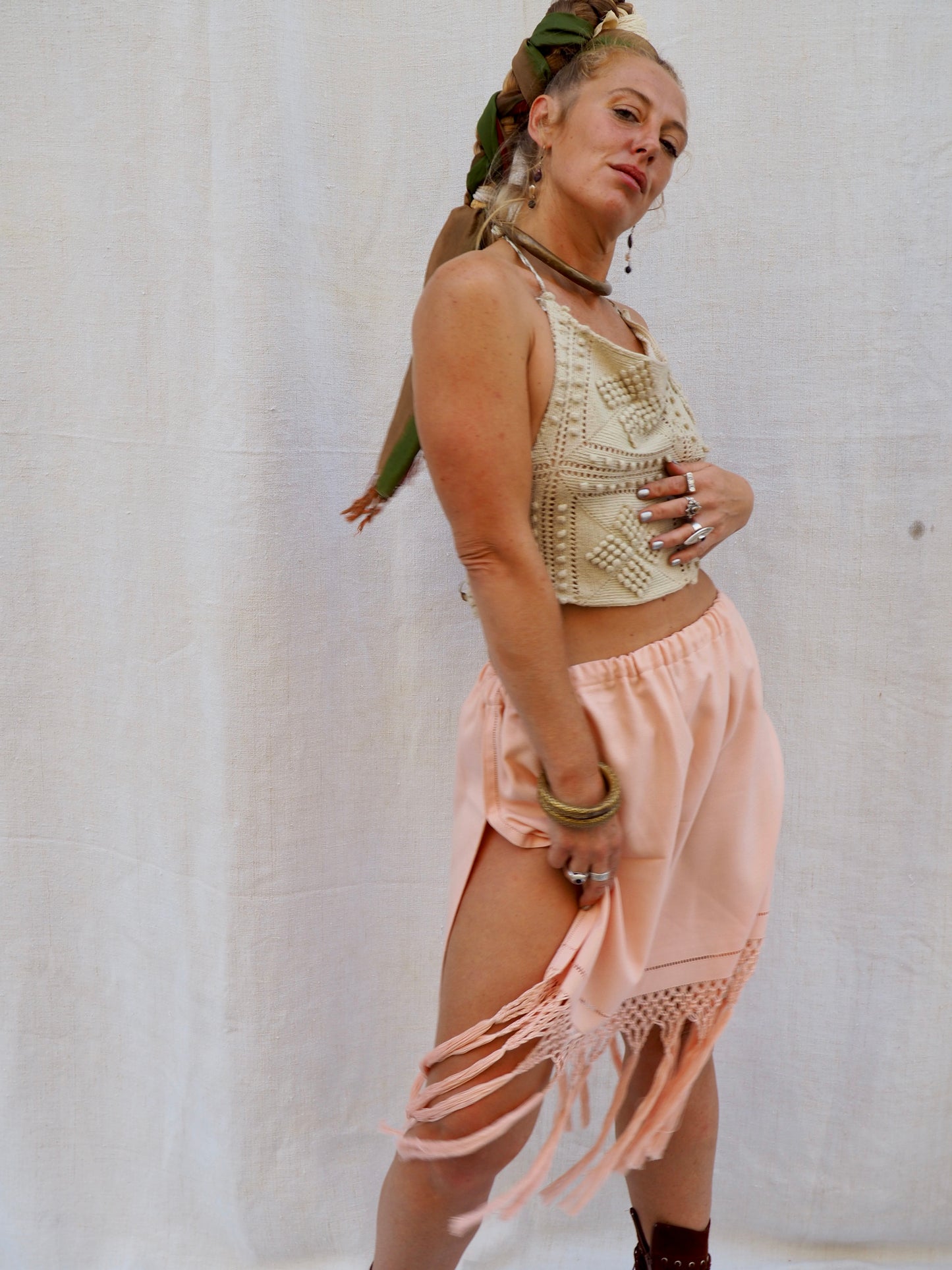 Up-cycled Vintage 1950s Tassel Trim Skirt – Handmade by Vagabond Ibiza