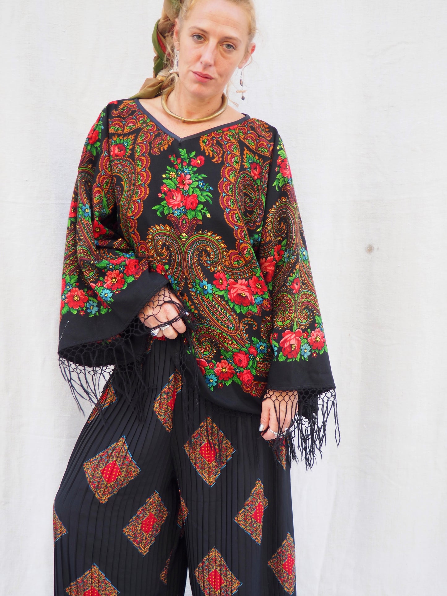 Up-cycled Vintage Eastern European Wool Shawl Dress/Top – Handmade by Vagabond Ibiza