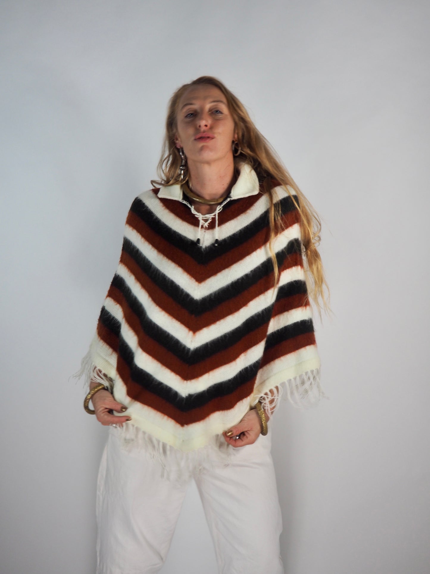 Vintage 1970s Chevron Poncho