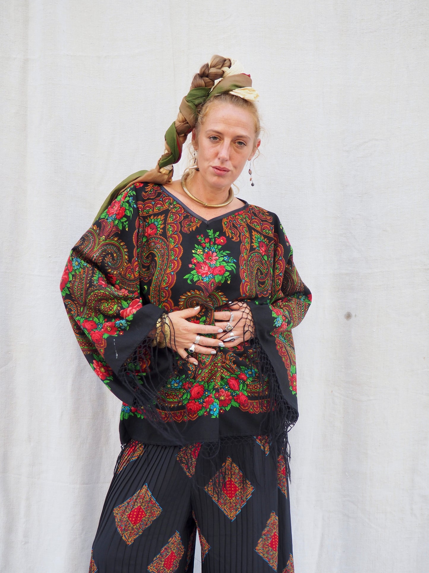 Up-cycled Vintage Eastern European Wool Shawl Dress/Top – Handmade by Vagabond Ibiza