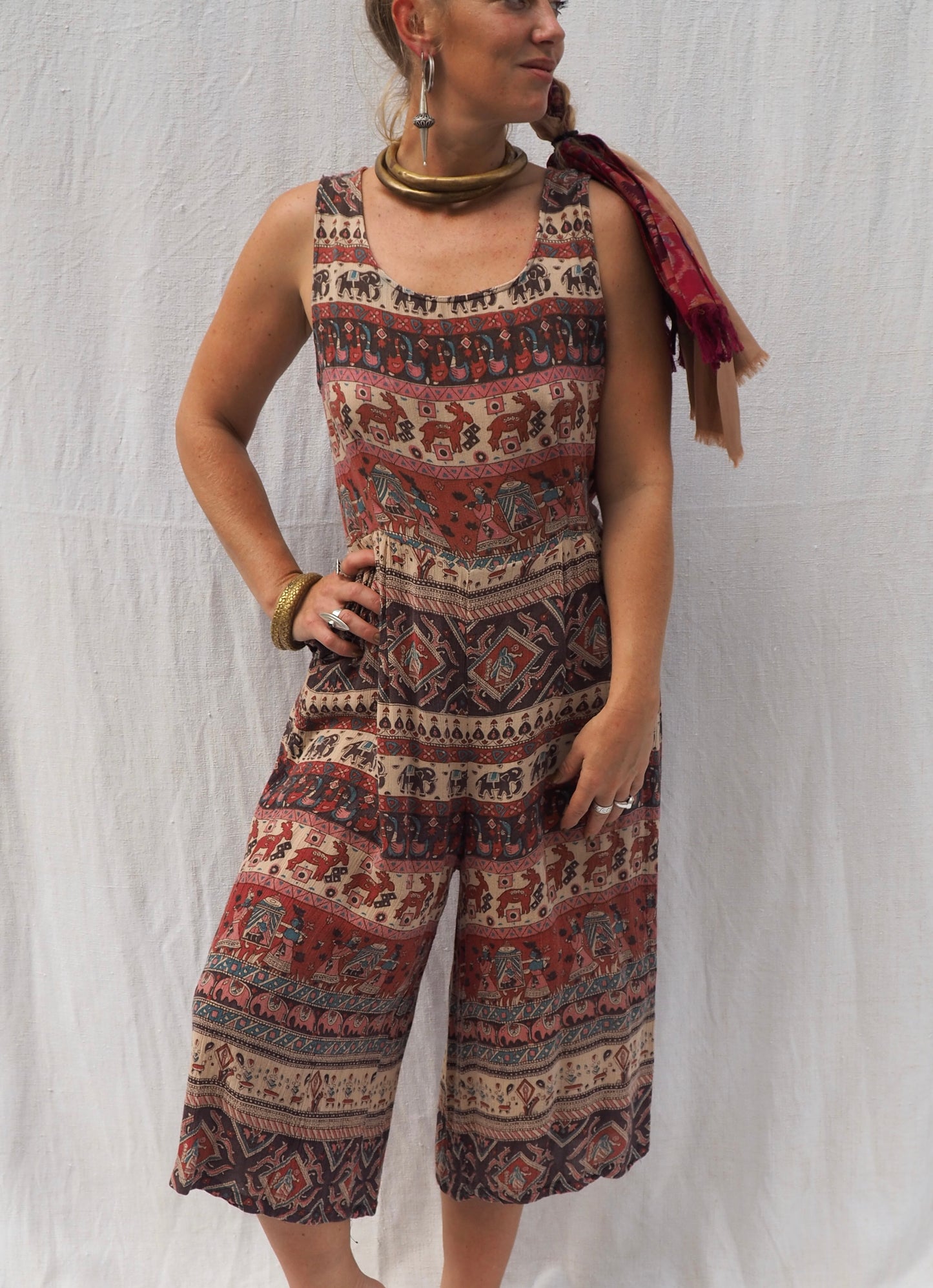 Vintage 1970s Indian Cotton Jumpsuit