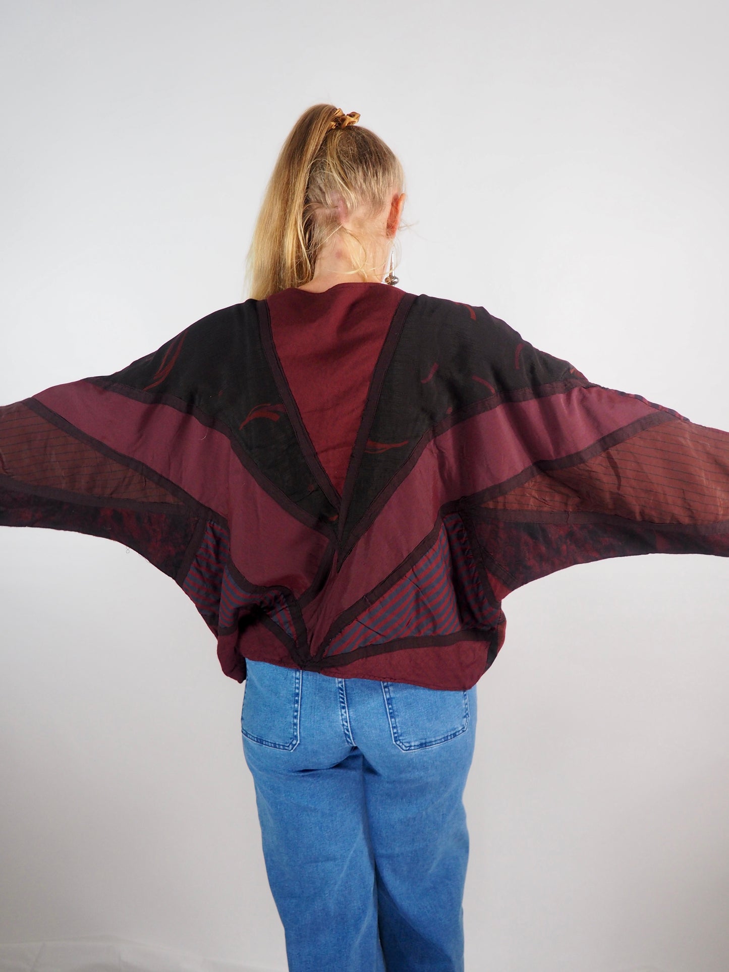 Vintage 1980s Quilted Patchwork Jumper – Deep Red