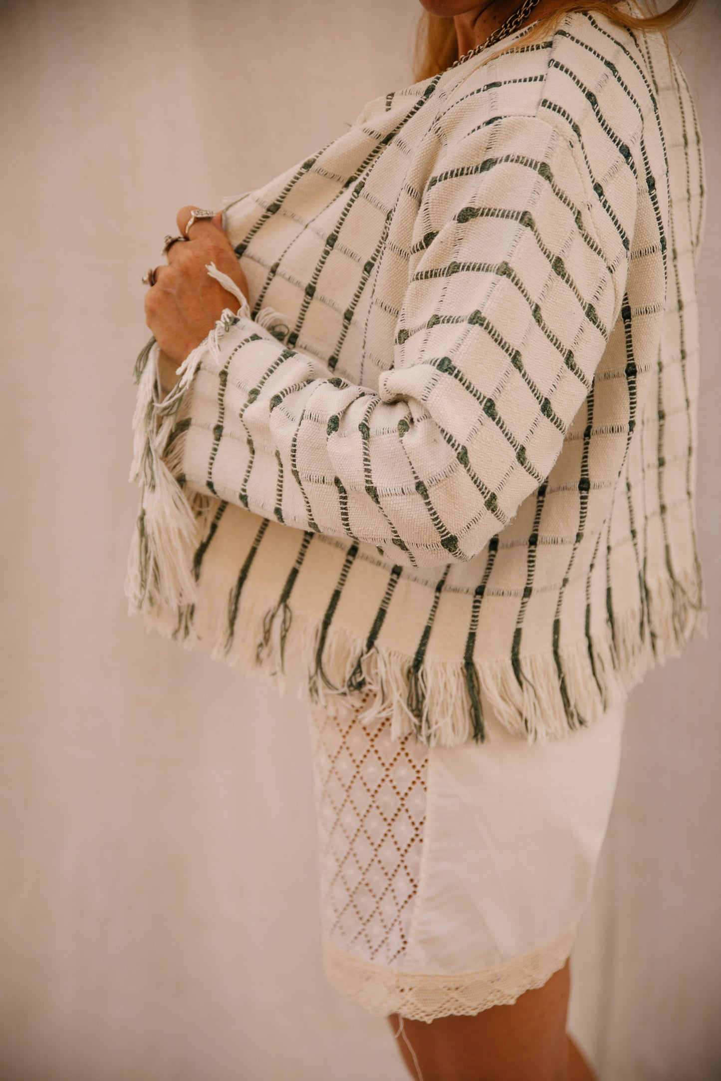 Up-cycled Cropped Woven Jacket – Handmade by Vagabond Ibiza