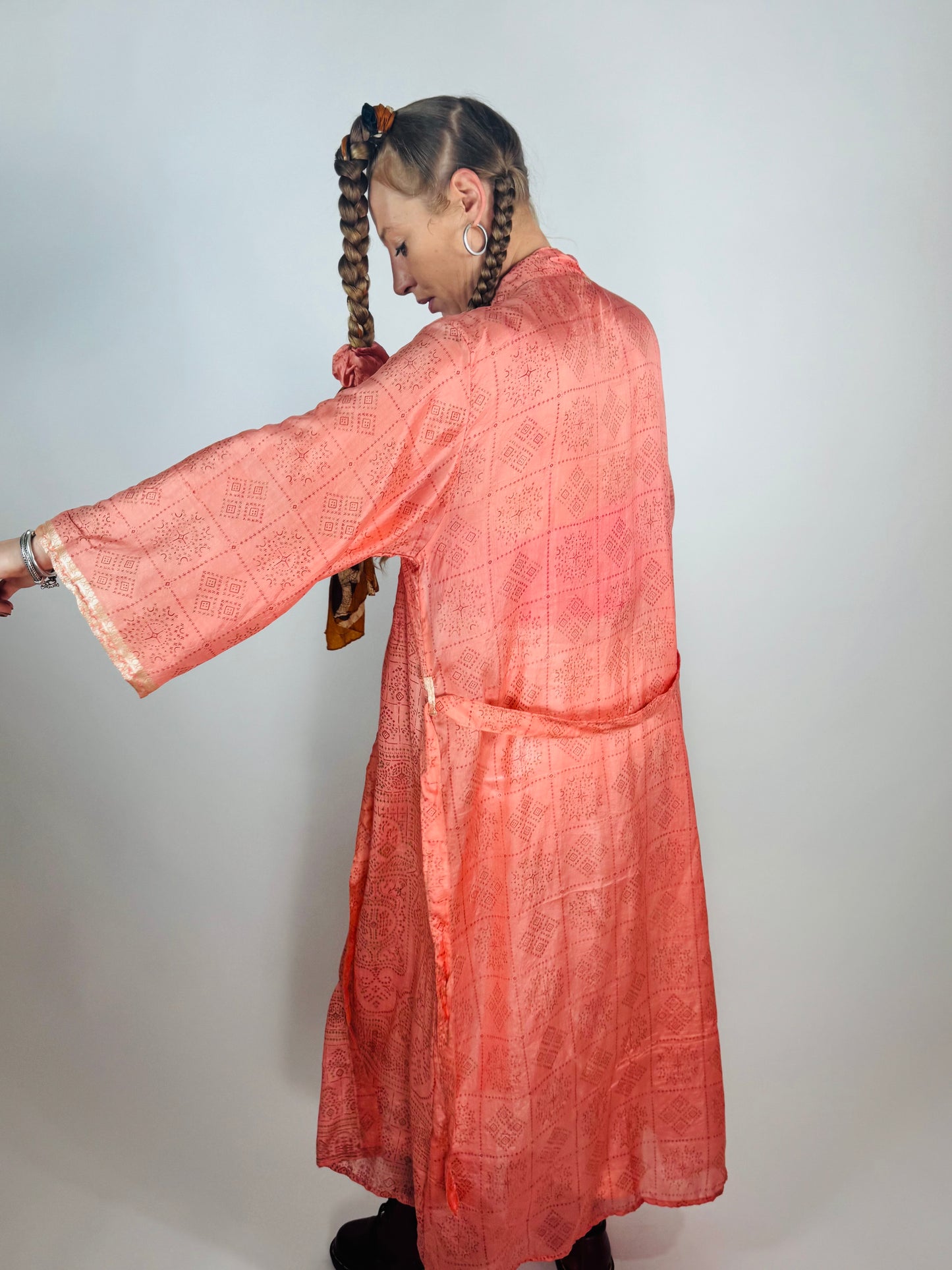 The Kardash Kimono Long re-cycled sari fabric