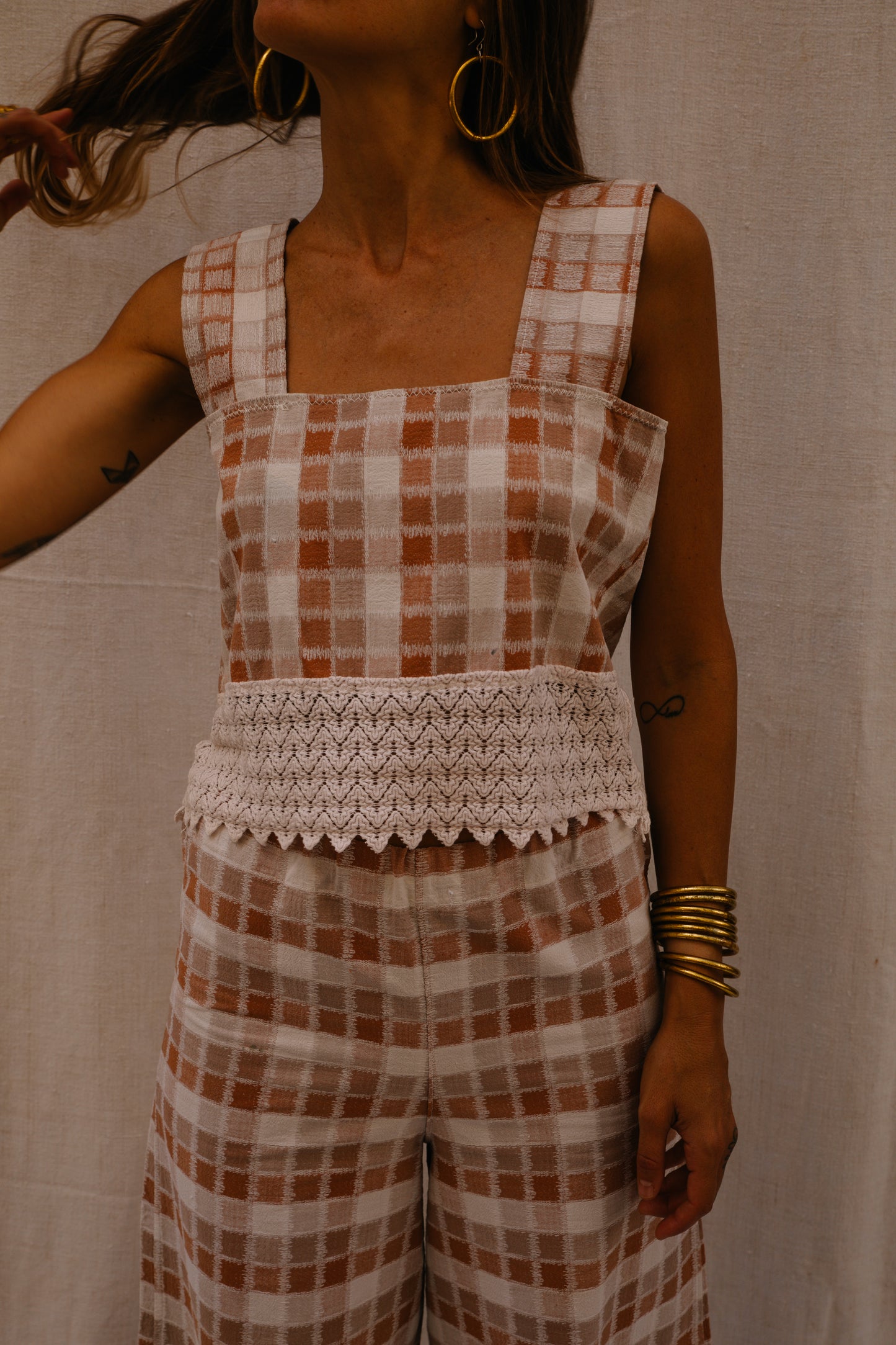 Handmade Two-Piece cotton Set with Lace Detailing by Vagabond Ibiza