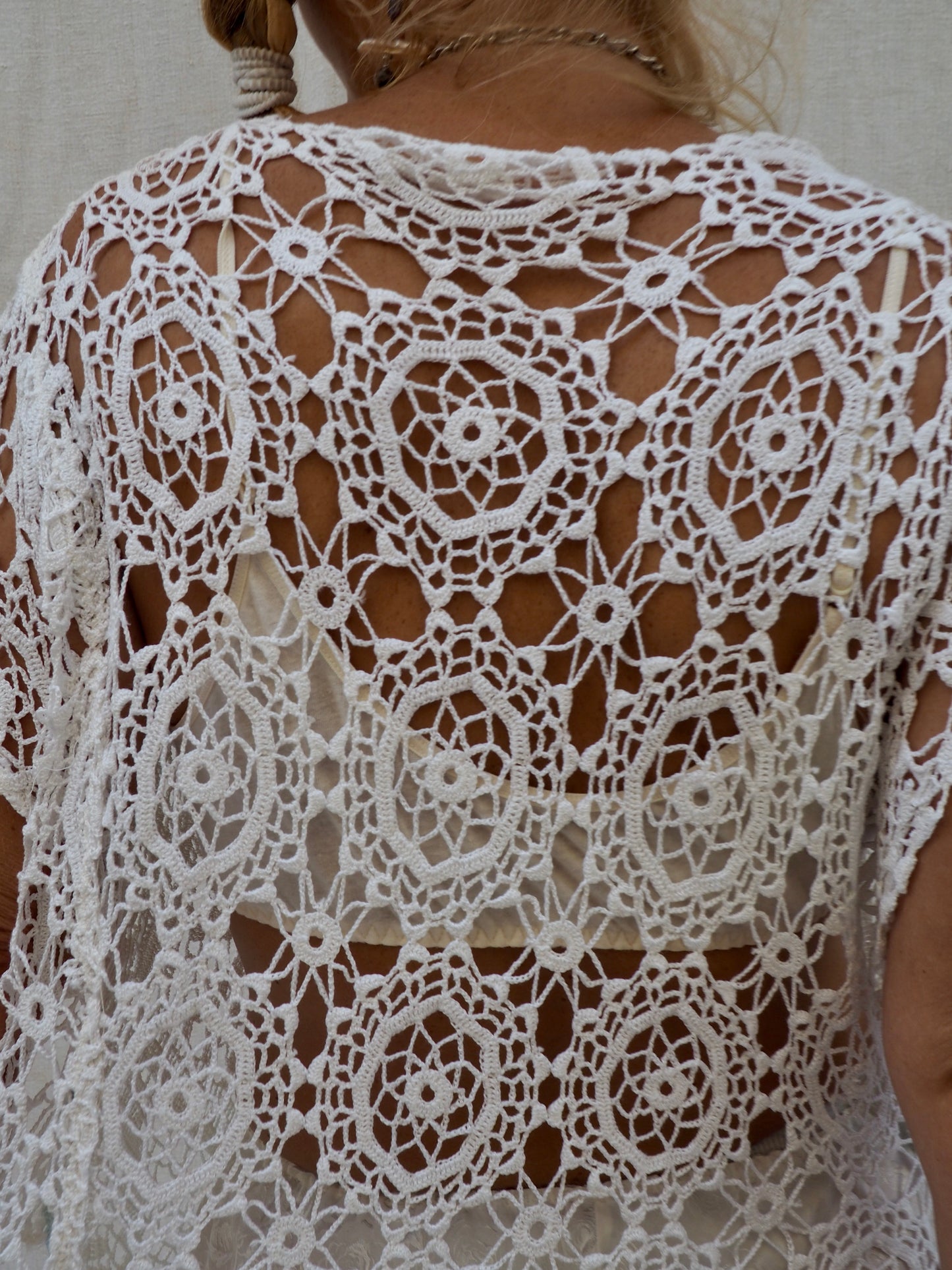 Up-cycled Vintage Crochet Lace Top – Handmade by Vagabond Ibiza