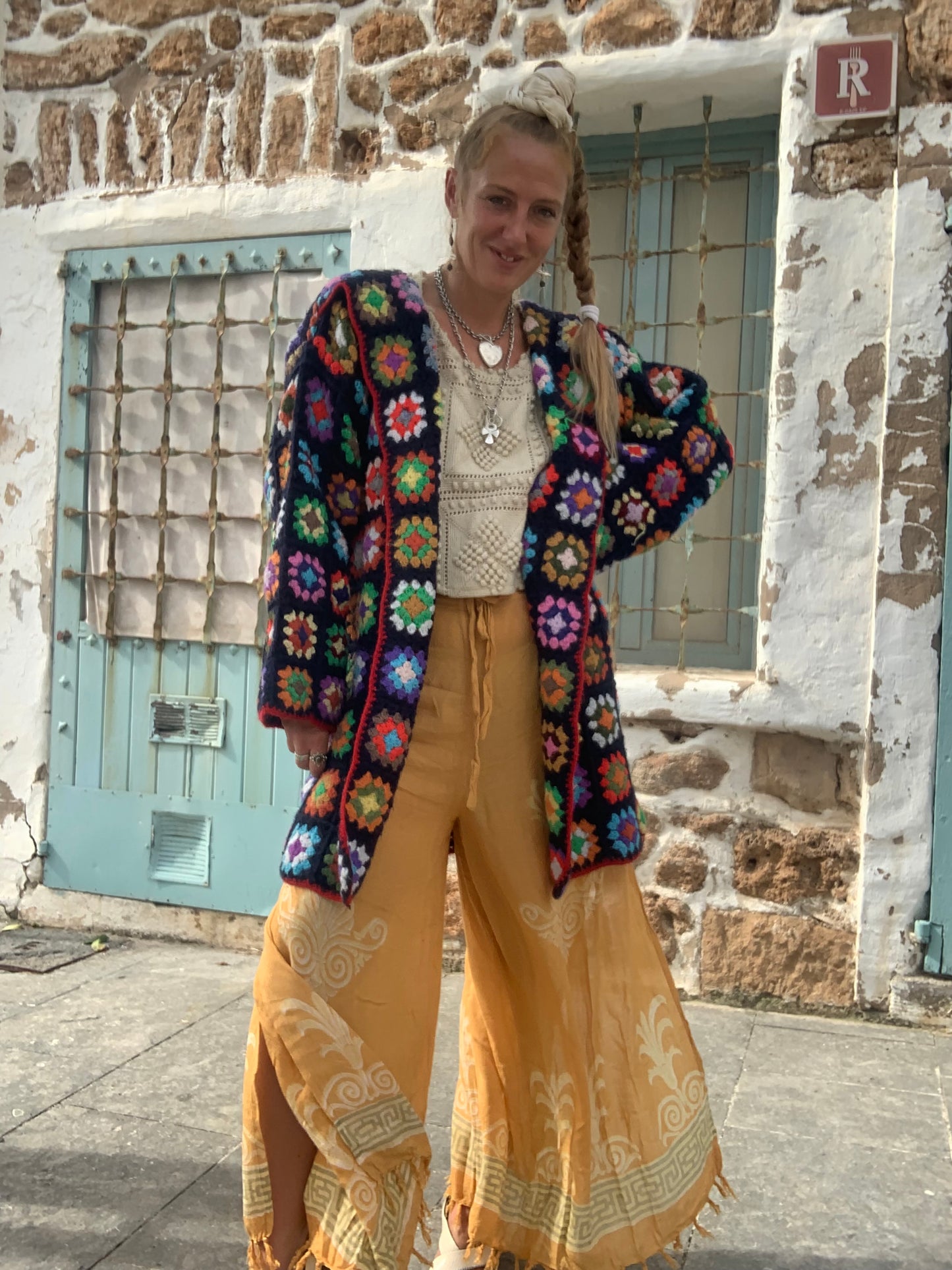 Upcycled Vintage Wool Crochet Jacket – Handmade by Vagabond Ibiza