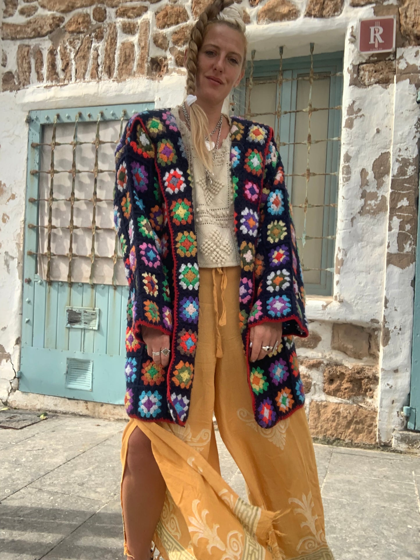 Upcycled Vintage Wool Crochet Jacket – Handmade by Vagabond Ibiza