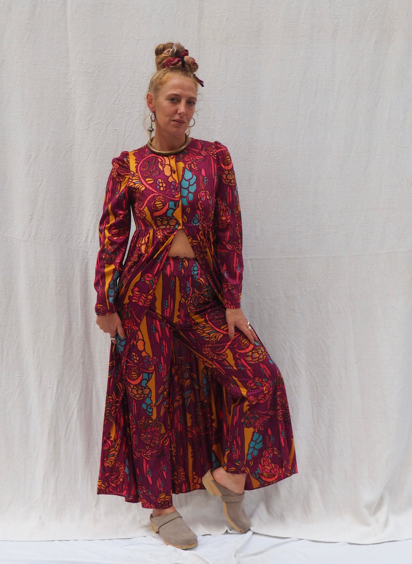 Vintage 1970s Abstract Print Two-Piece Set