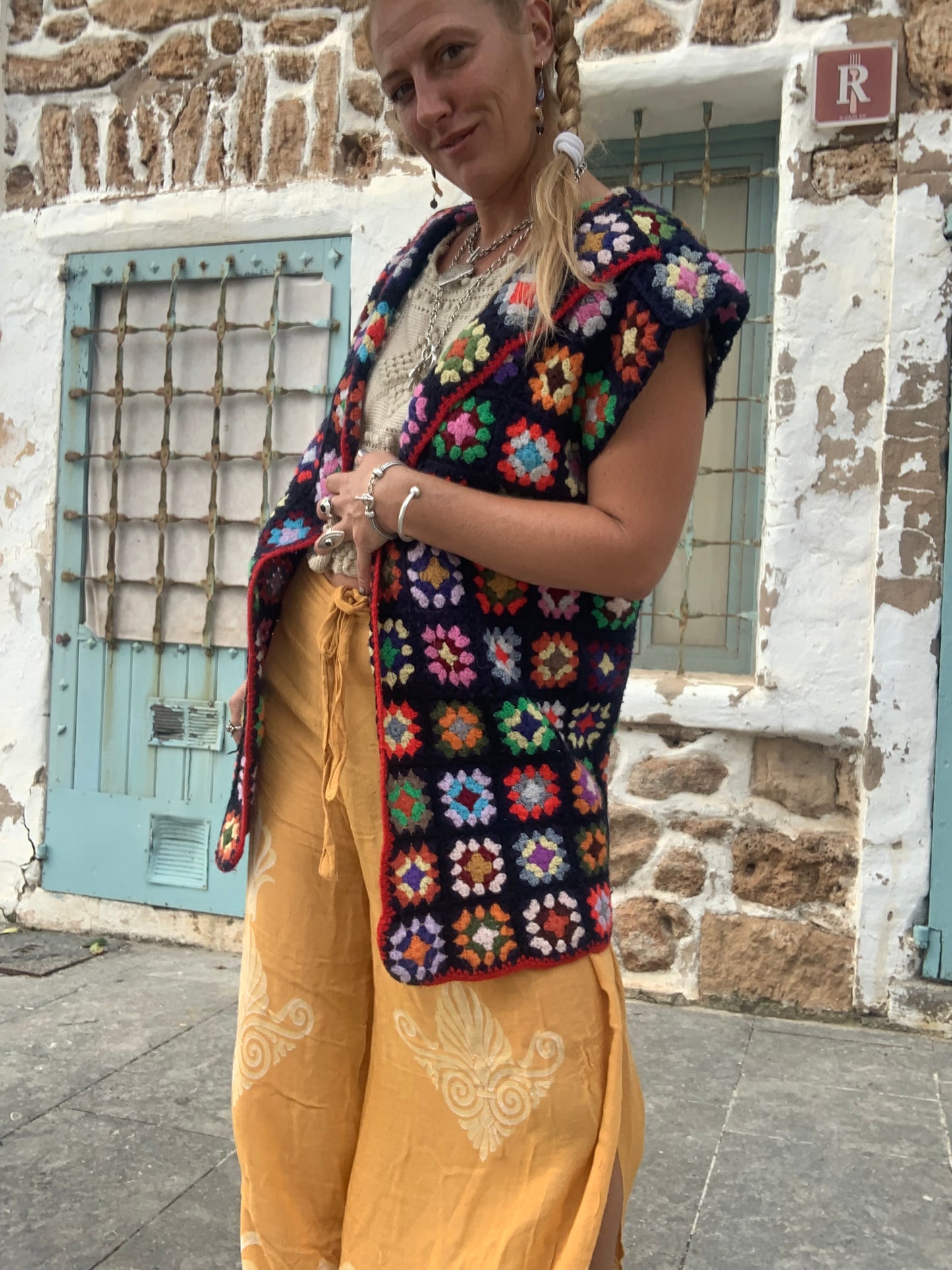 Up-cycled Vintage Wool Crochet Waistcoat – Handmade by Vagabond Ibiza