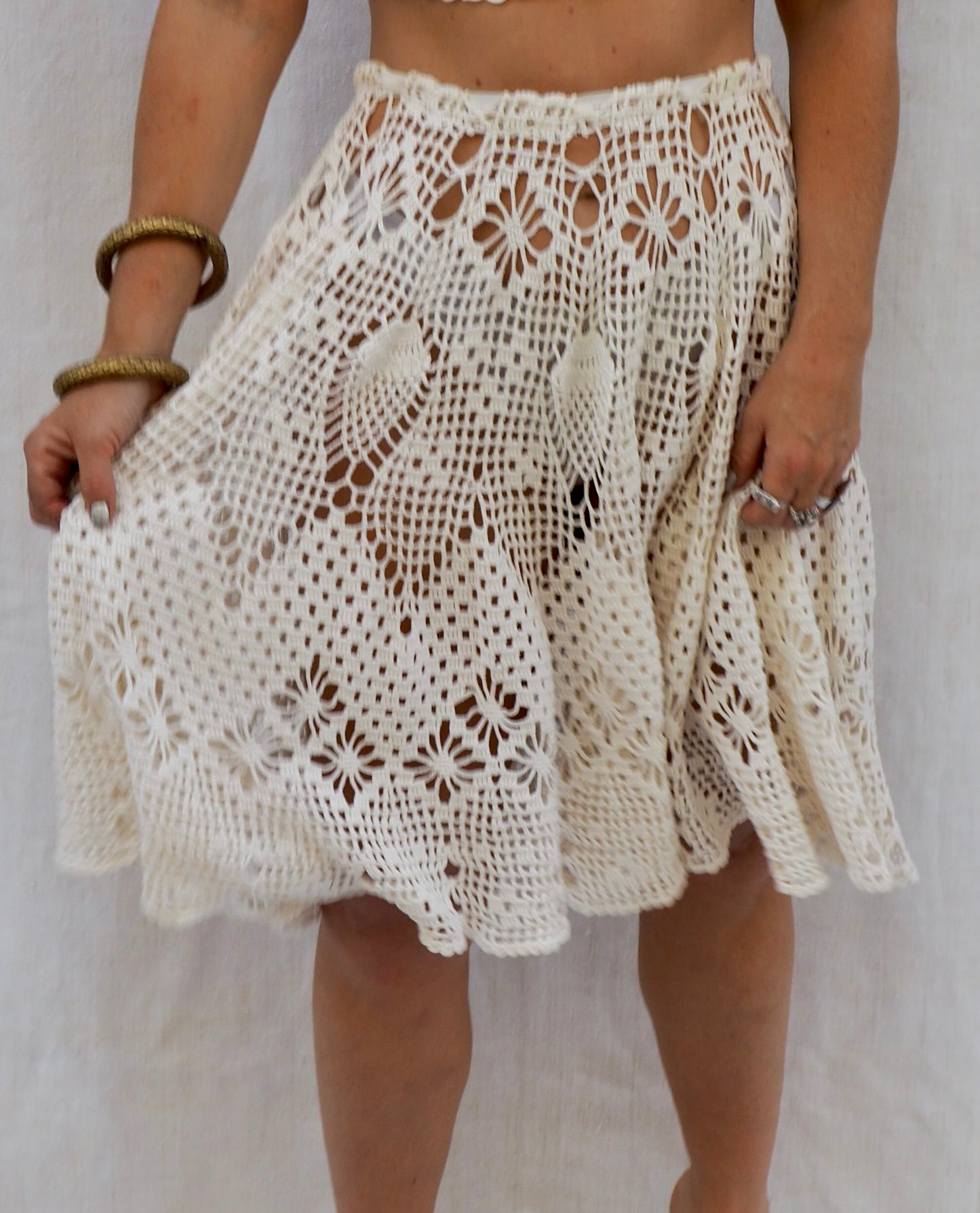 Up-cycled Vintage Crochet Skirt – Handmade by Vagabond Ibiza