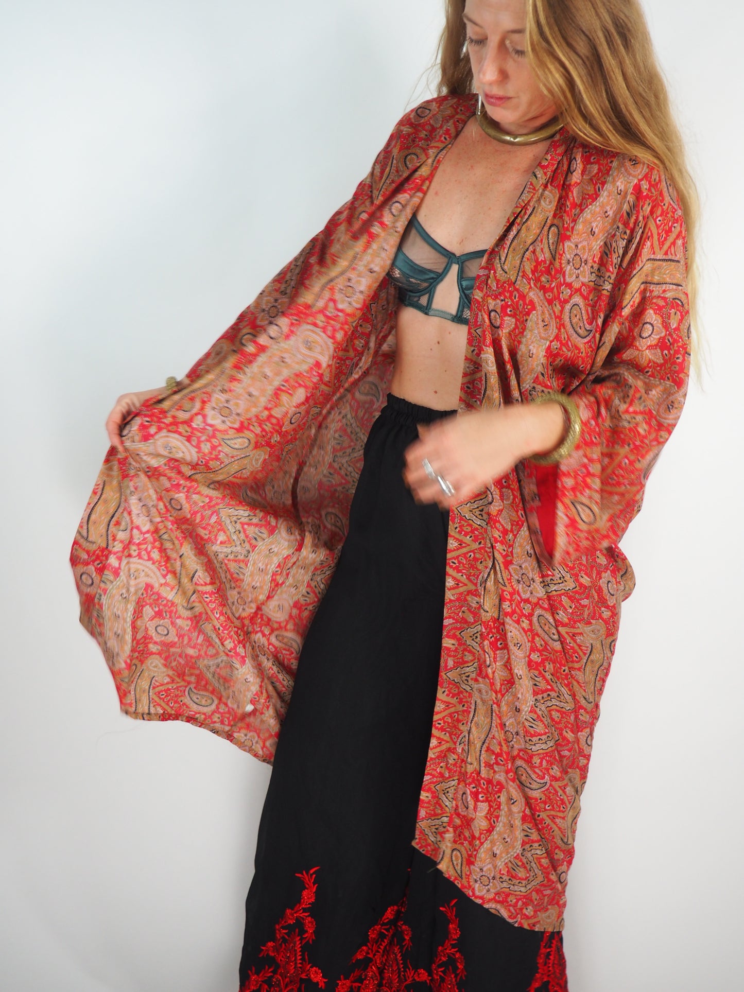 Vintage Indian Recycled Sari Kimono