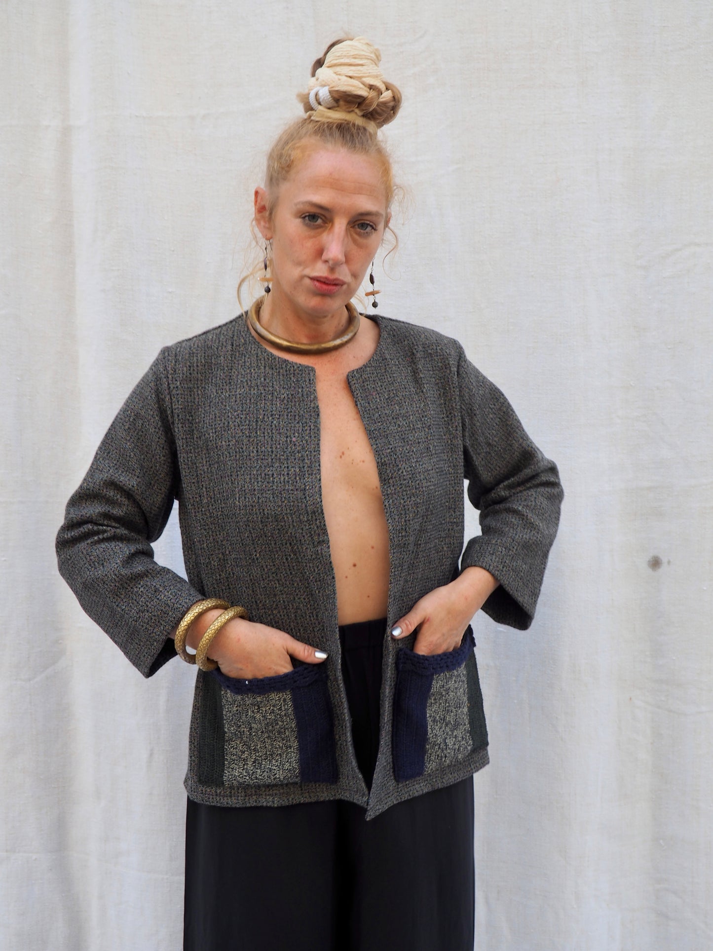 Up-cycled Wool & Silk Jacket – Handmade by Vagabond Ibiza