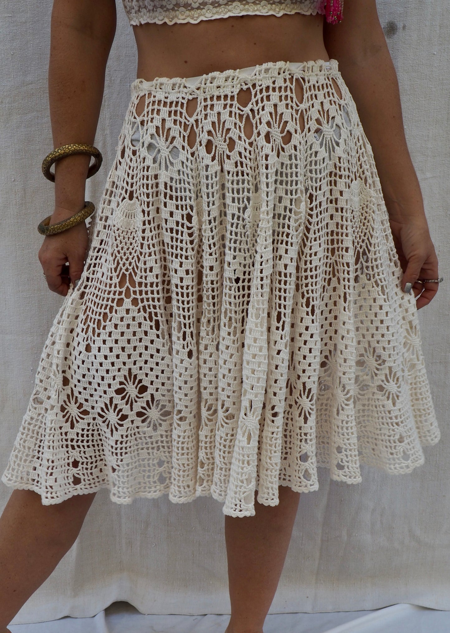 Up-cycled Vintage Crochet Skirt – Handmade by Vagabond Ibiza