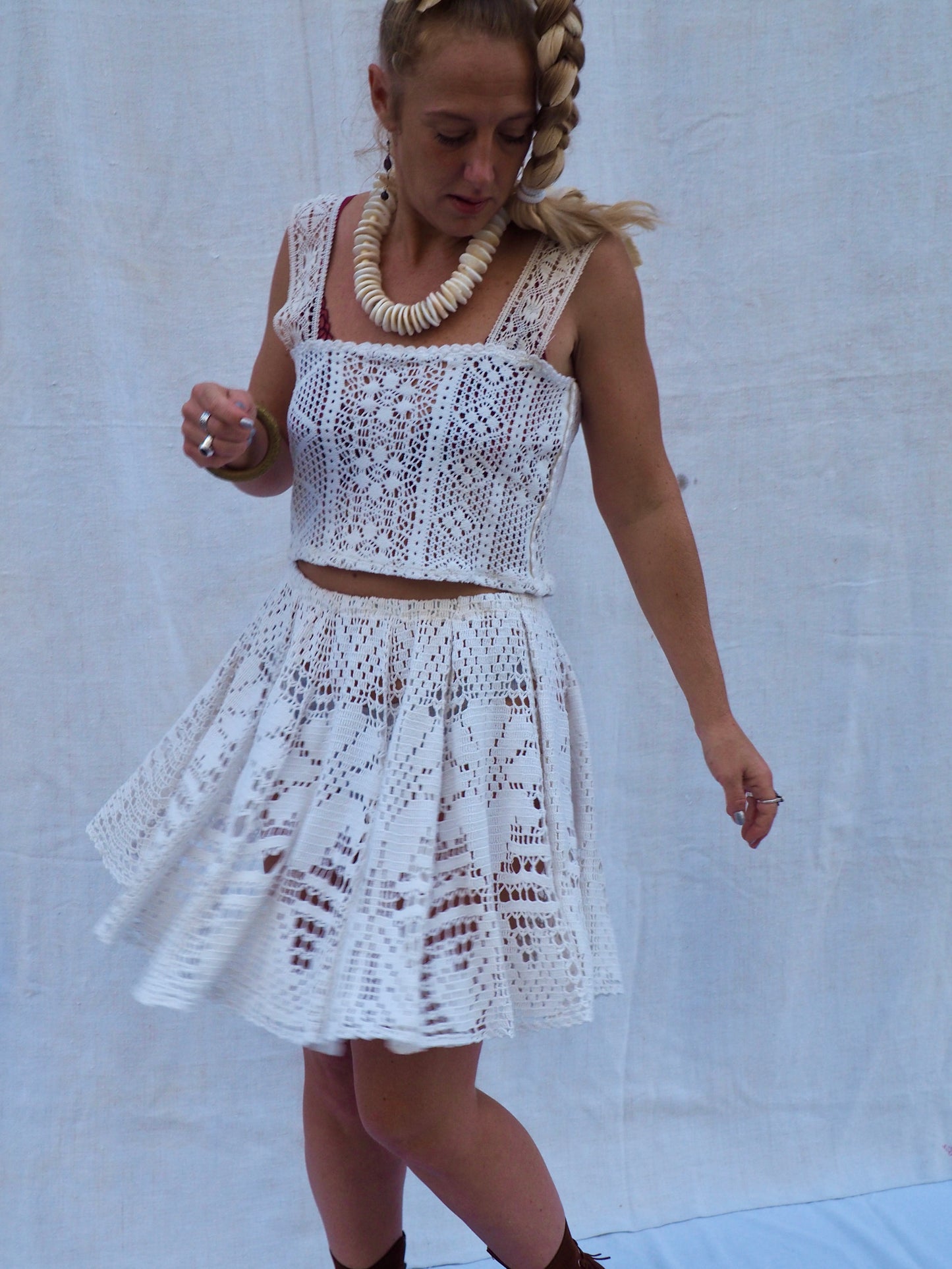 Up-cycled Vintage Crochet Skirt – Handmade Bohemian Style