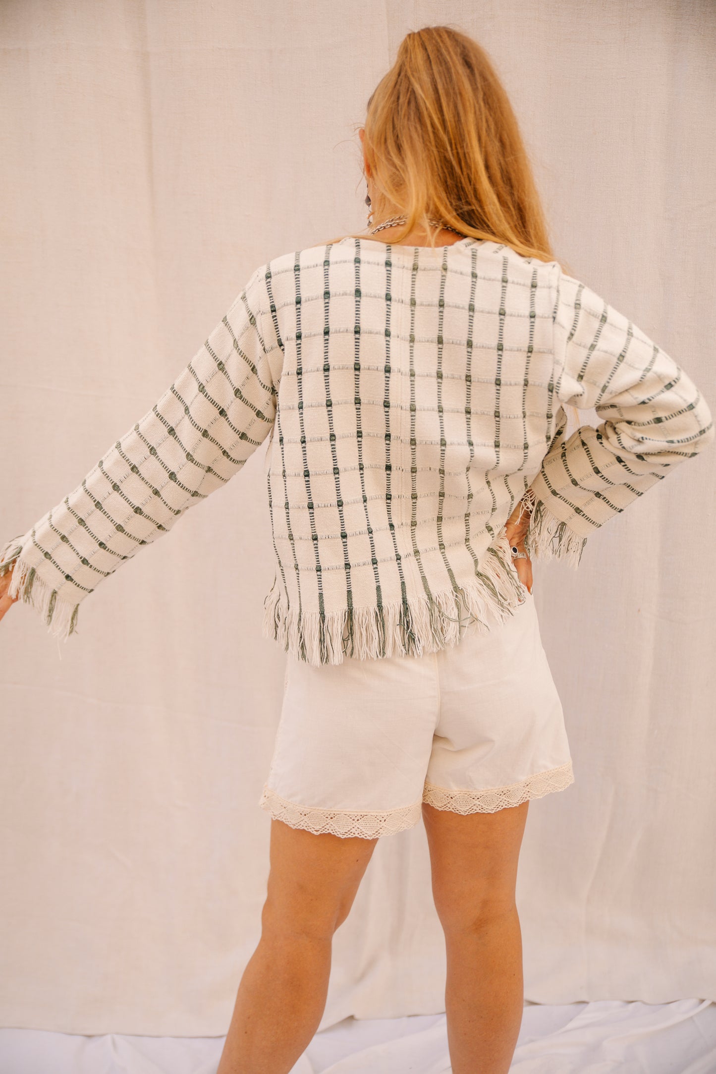 Up-cycled Cropped Woven Jacket – Handmade by Vagabond Ibiza