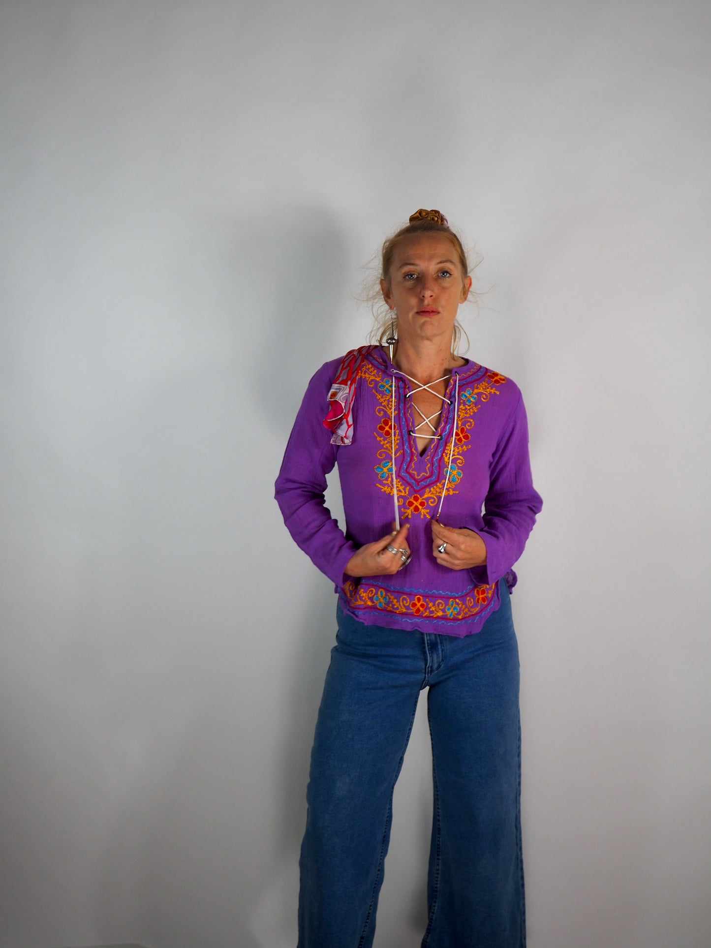 Vintage 1970s Indian Cotton Cheesecloth Blouse – Purple