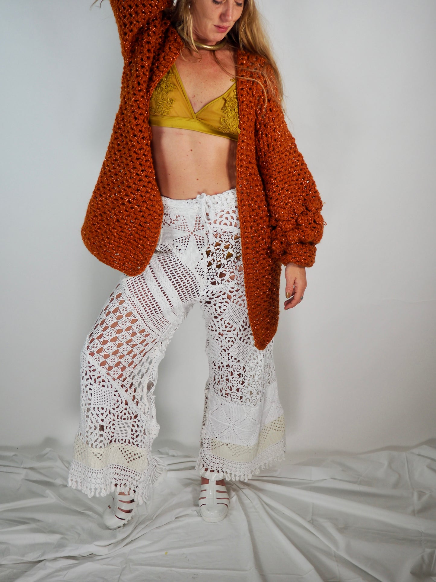 Introducing the *Handmade Patchwork Crochet Pants* by Vagabond Ibiza