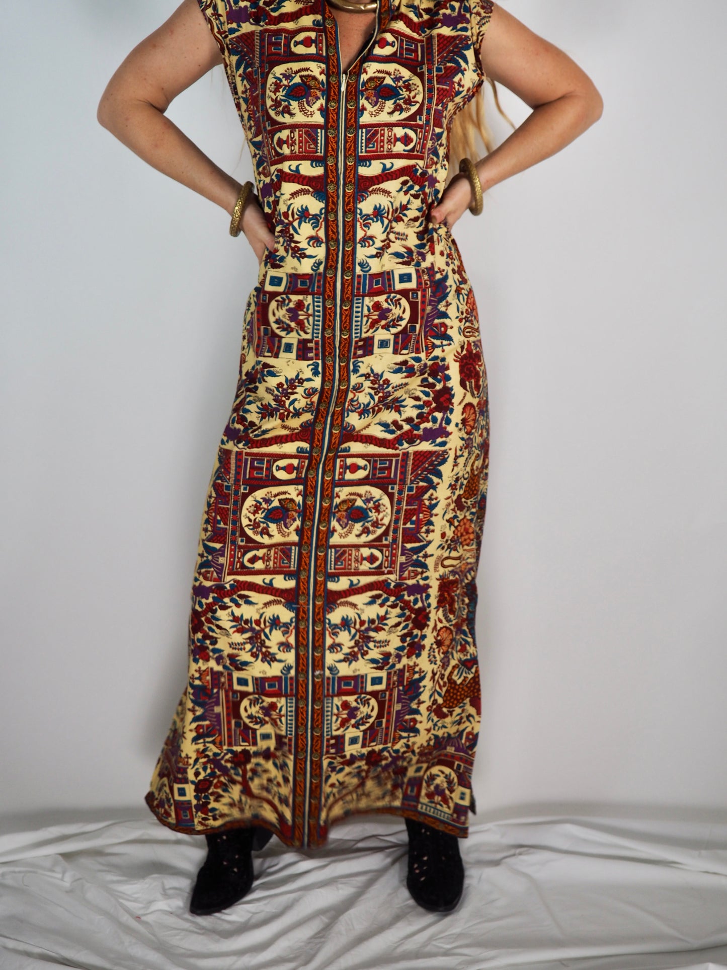 Vintage 1970s Printed Cotton Dress with bold print