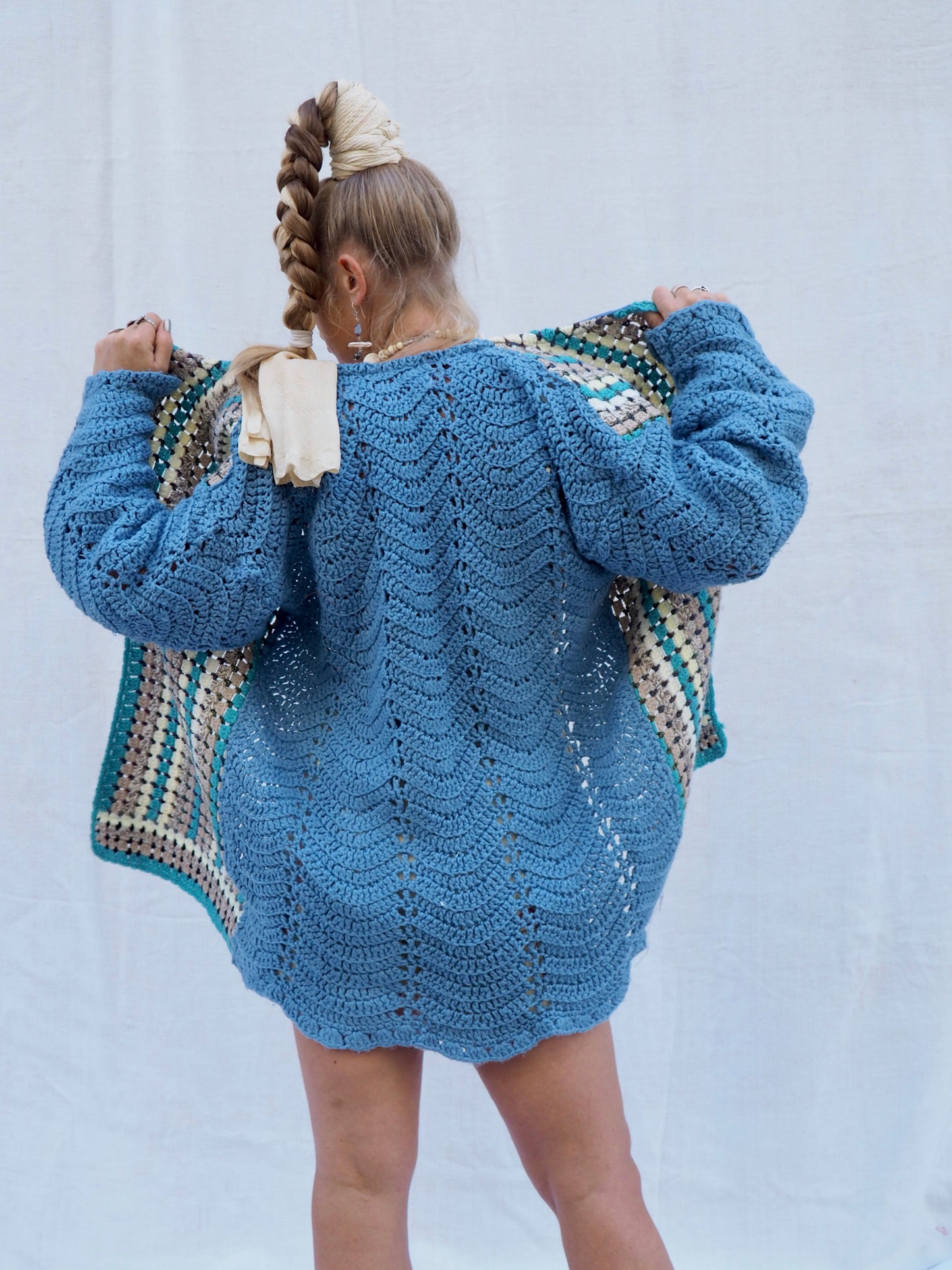 Up-cycled Vintage Crochet Wool Jacket – Handmade by Vagabond Ibiza