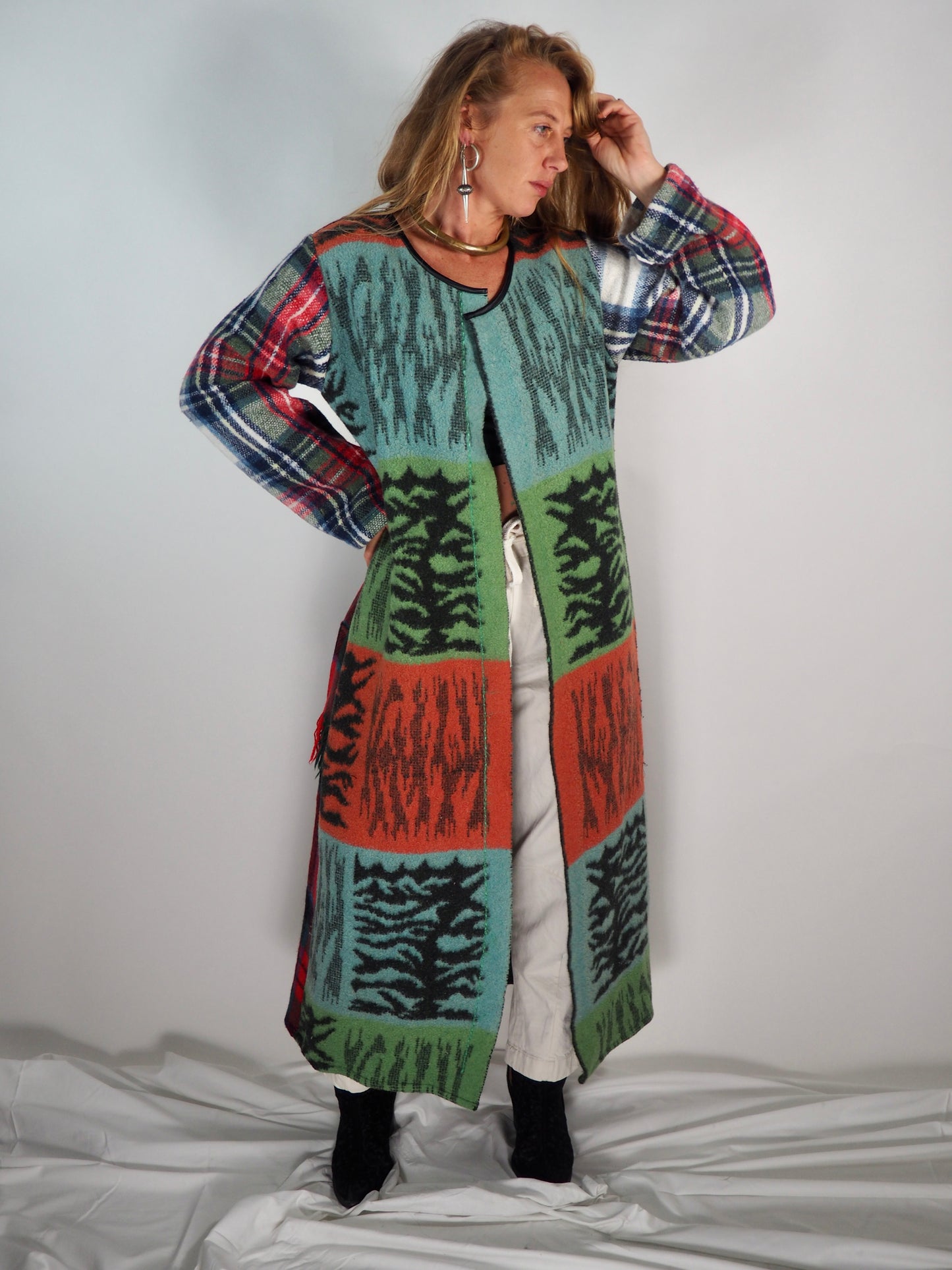 Vintage 1970s Upcycled Wall Blanket Coat by Vagabond Ibiza