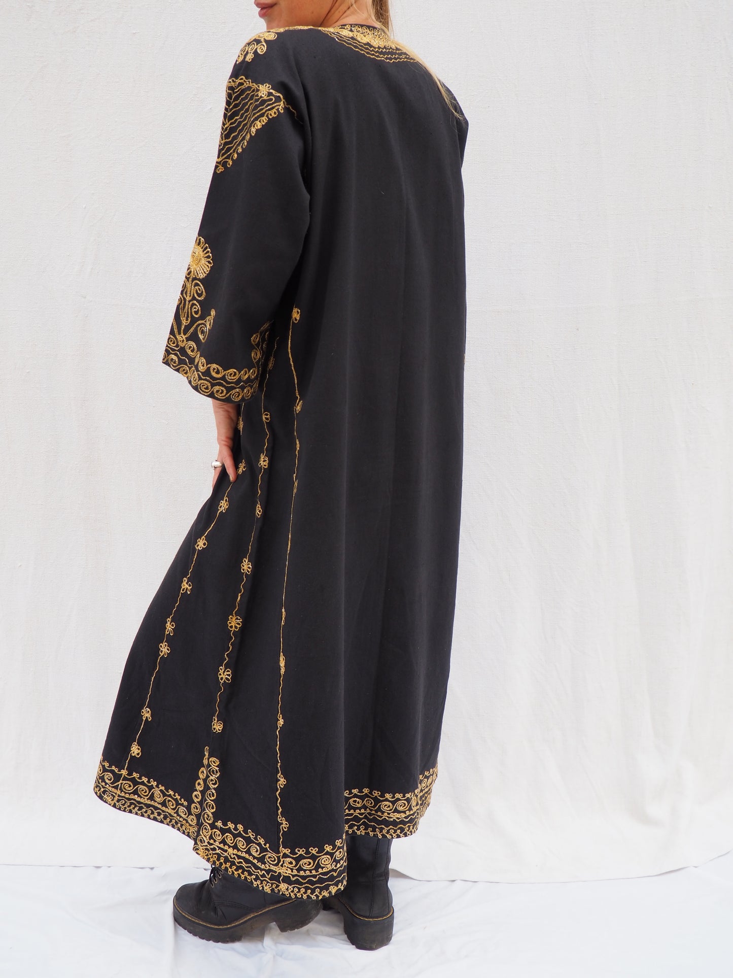 Vintage Moroccan Arabic Style Dress with Gold Embellishment