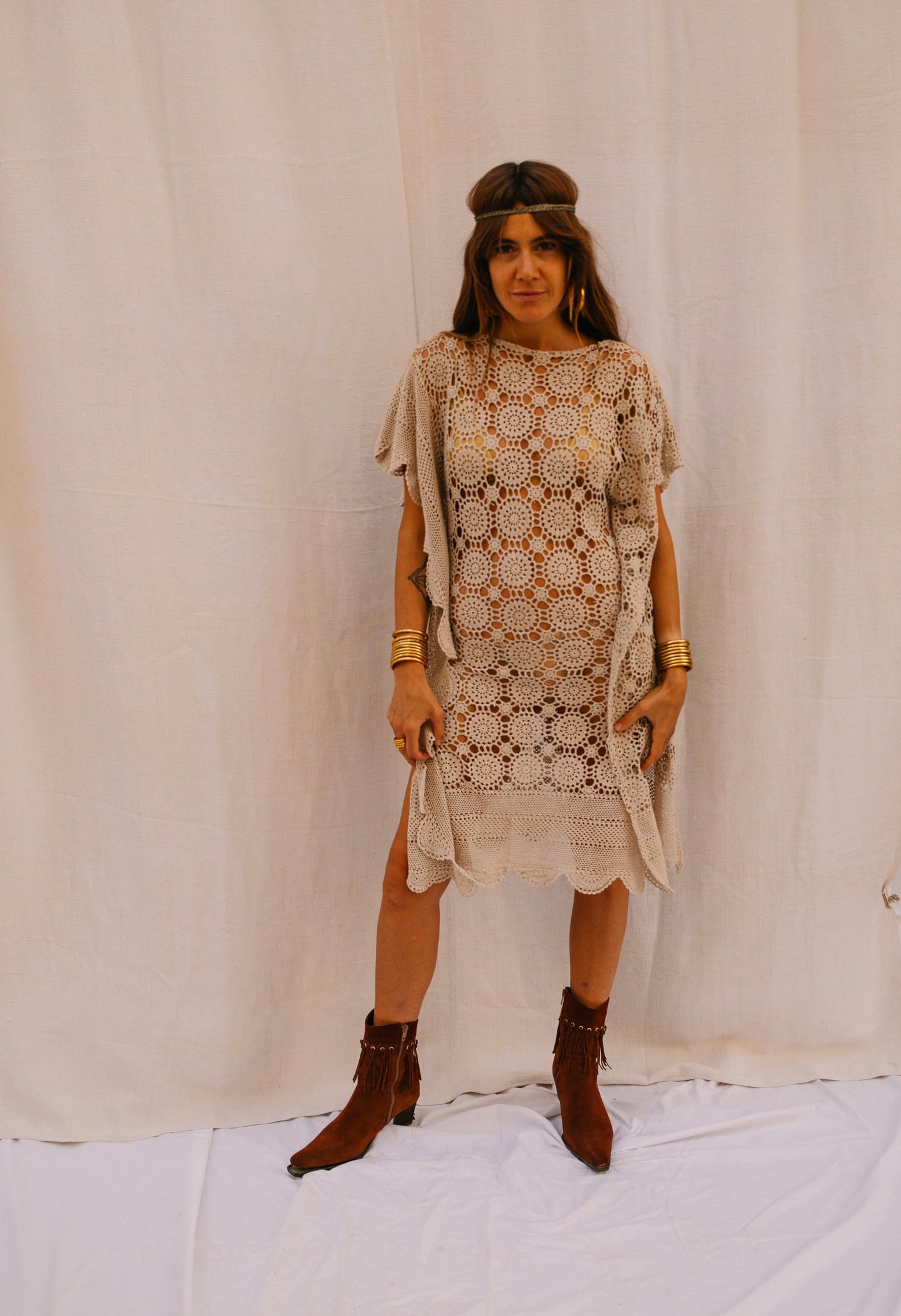 Vintage Handmade Crochet Kaftan Dress – Made by Vagabond Ibiza