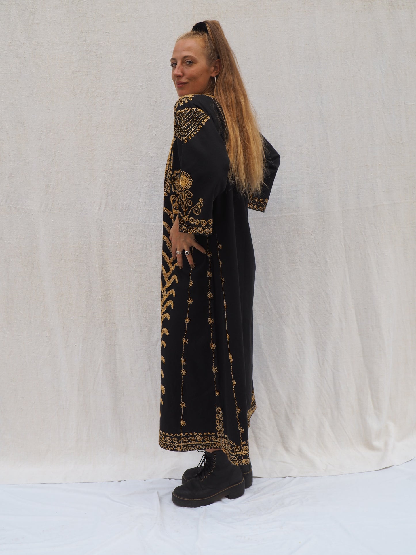 Vintage Moroccan Arabic Style Dress with Gold Embellishment