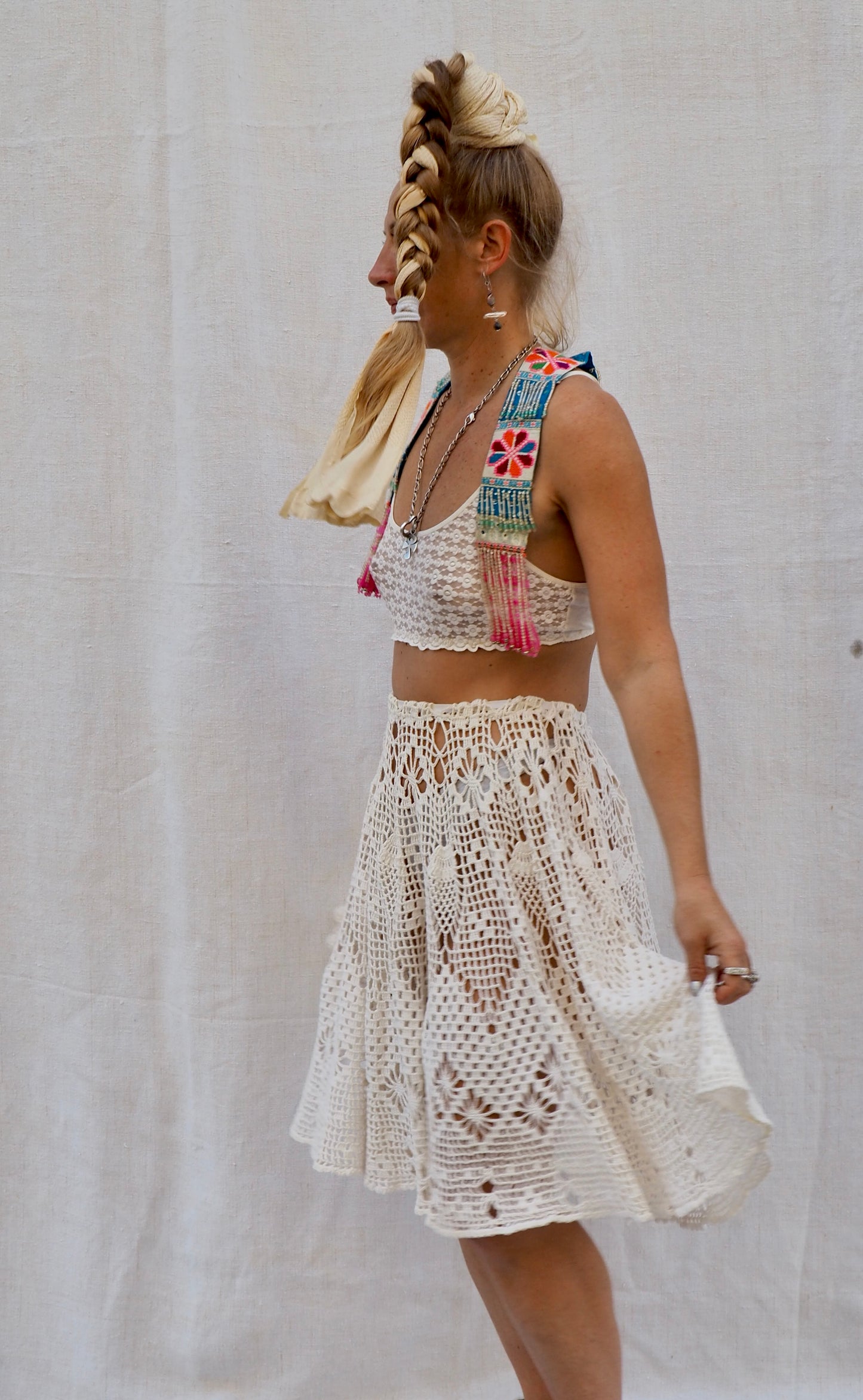 Up-cycled Vintage Crochet Skirt – Handmade by Vagabond Ibiza