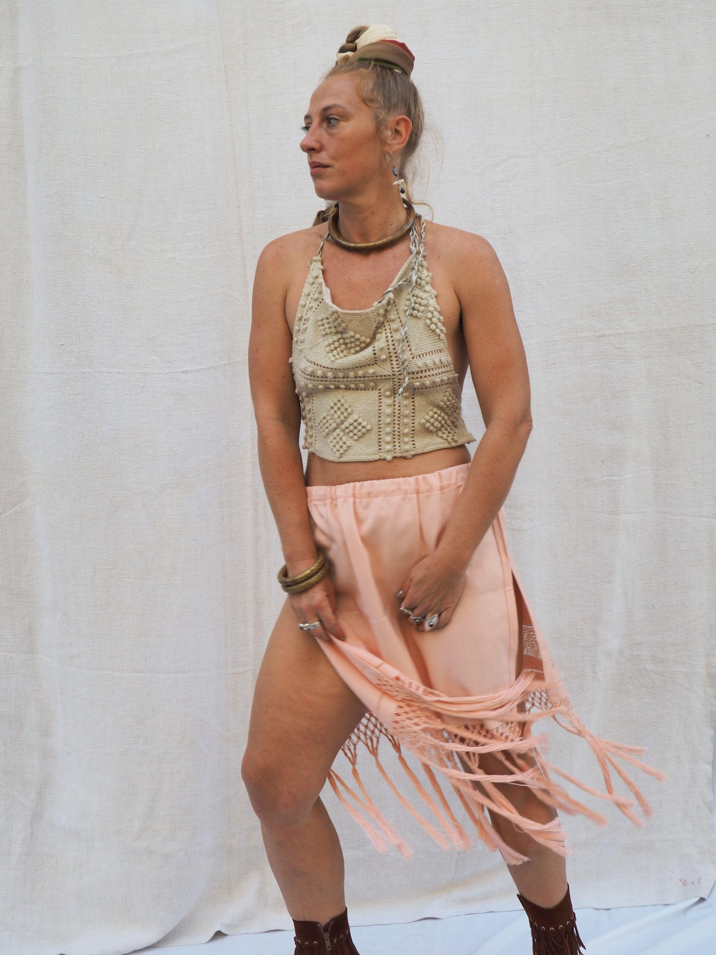 Up-cycled Vintage 1950s Tassel Trim Skirt – Handmade by Vagabond Ibiza