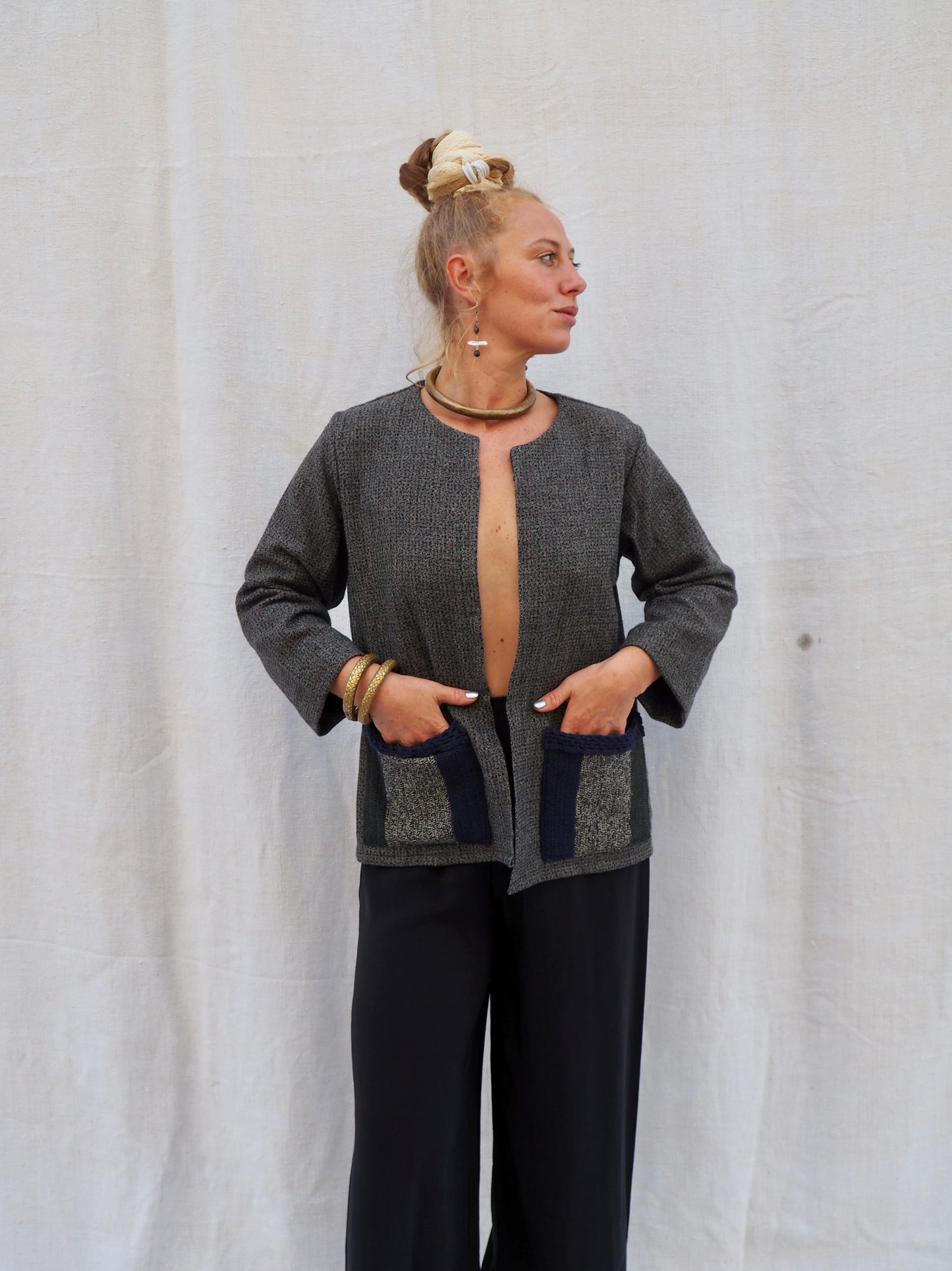 Up-cycled Wool & Silk Jacket – Handmade by Vagabond Ibiza