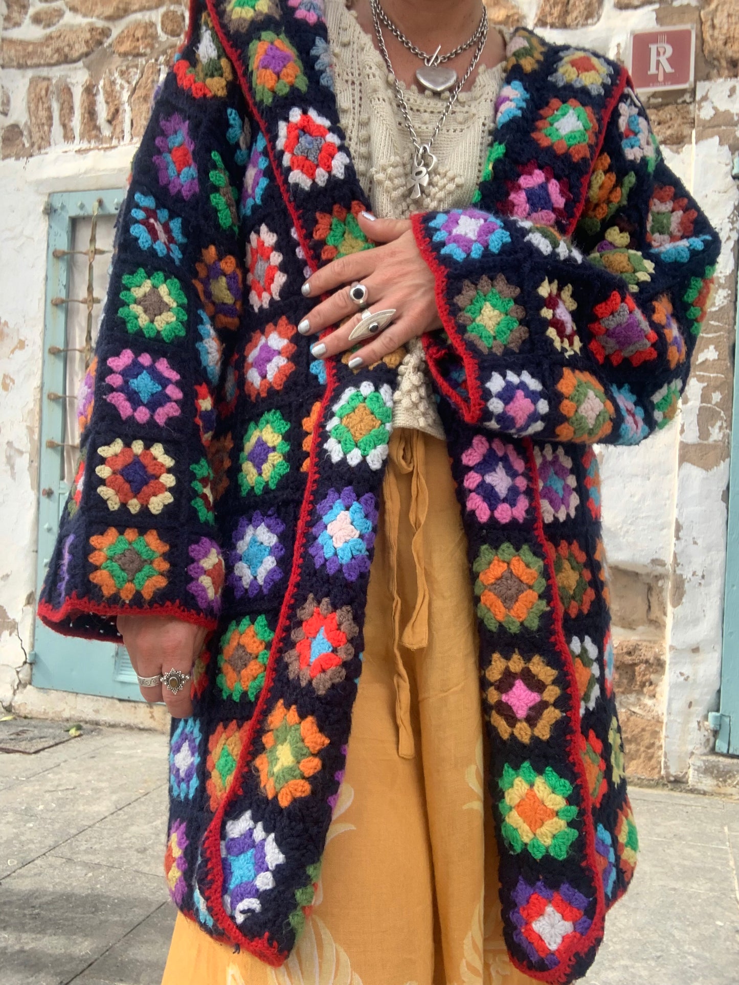 Upcycled Vintage Wool Crochet Jacket – Handmade by Vagabond Ibiza