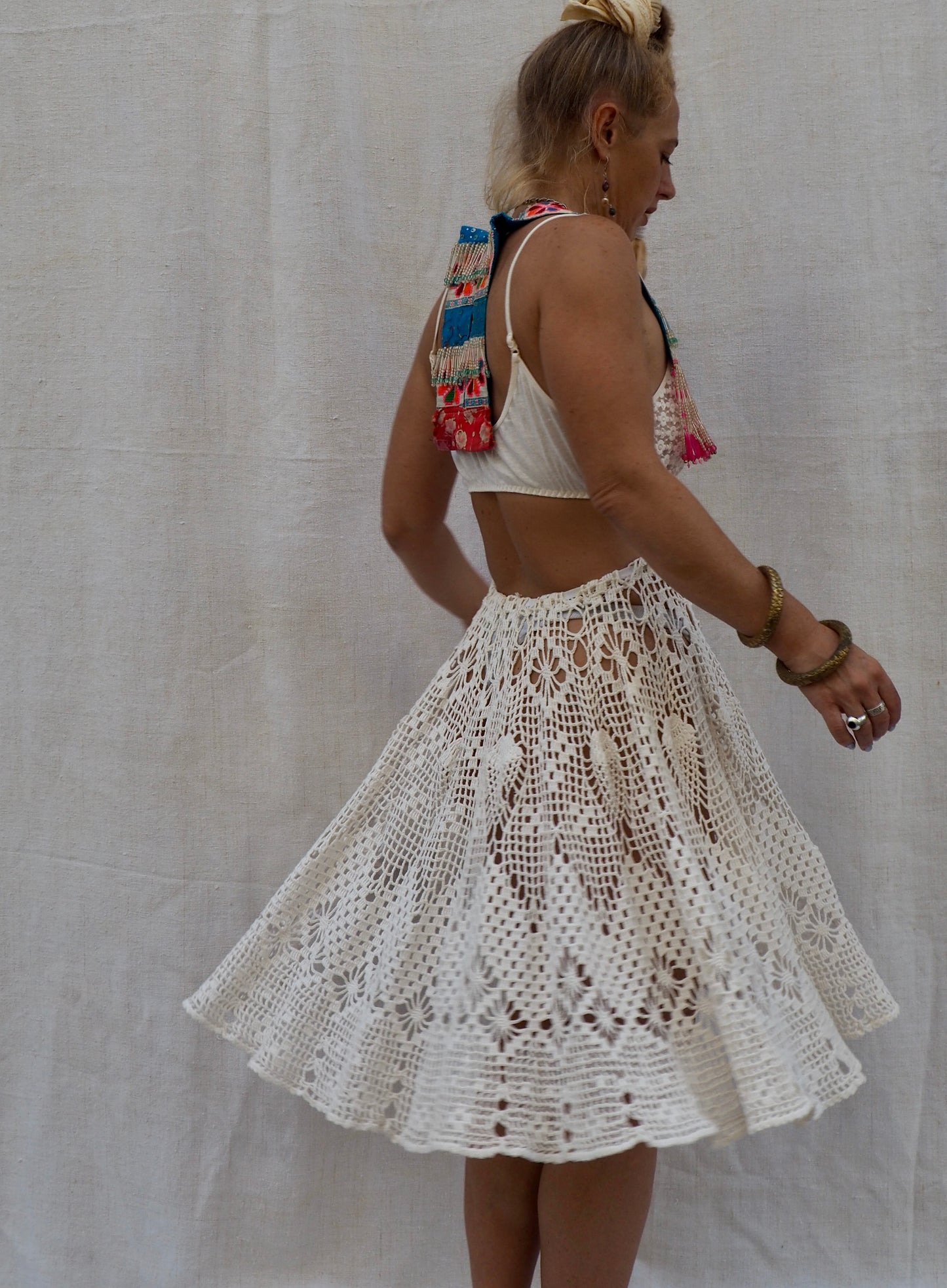 Up-cycled Vintage Crochet Skirt – Handmade by Vagabond Ibiza