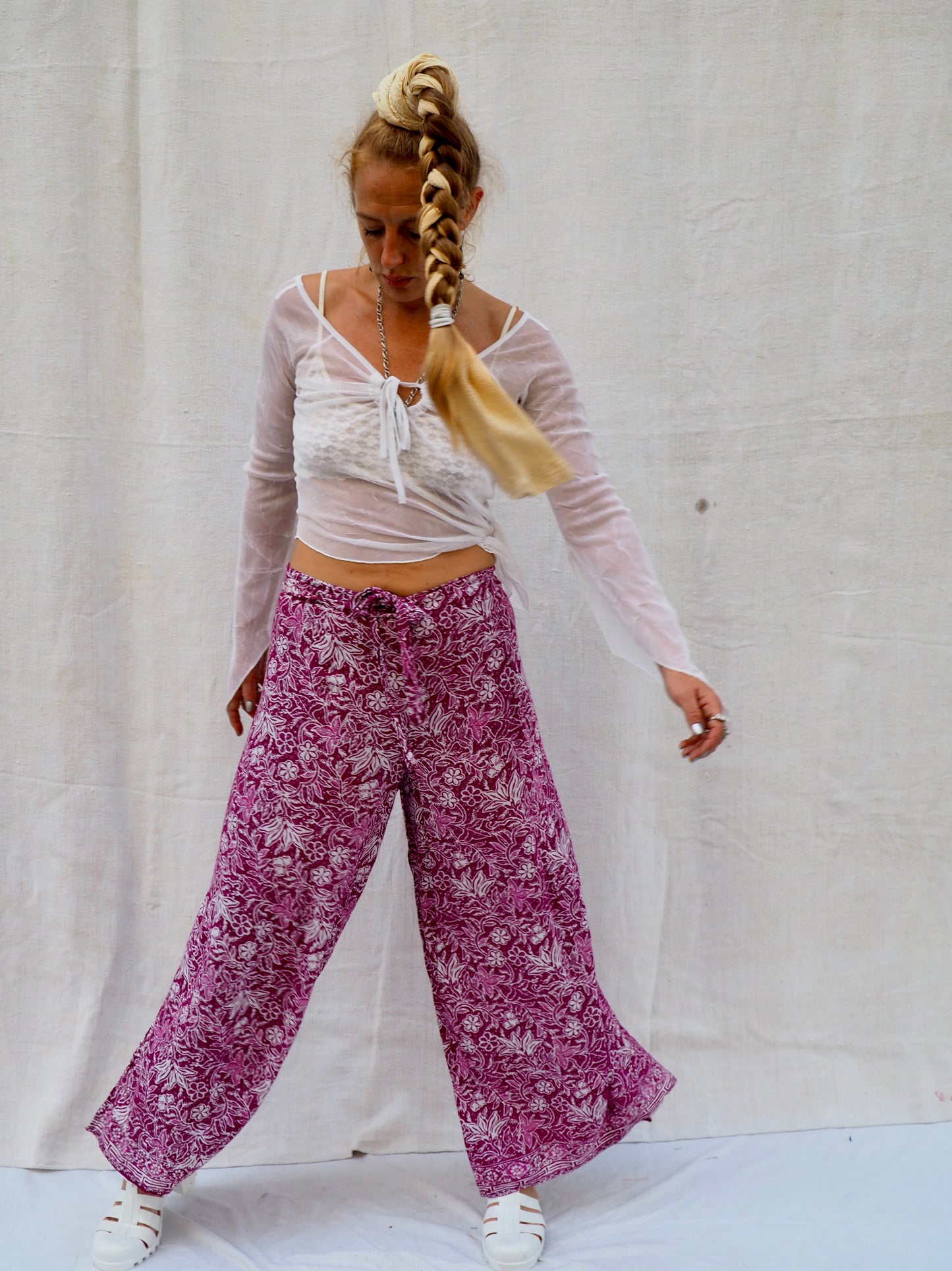 Vintage Indonesian Batik Wrap Pants with Side Splits