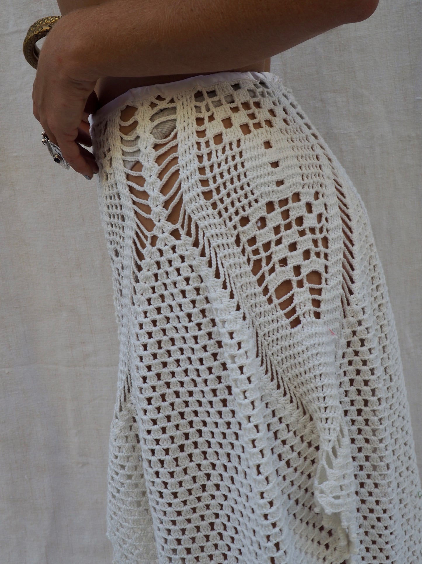 Up-cycled Vintage Crochet Skirt – Handmade by Vagabond Ibiza