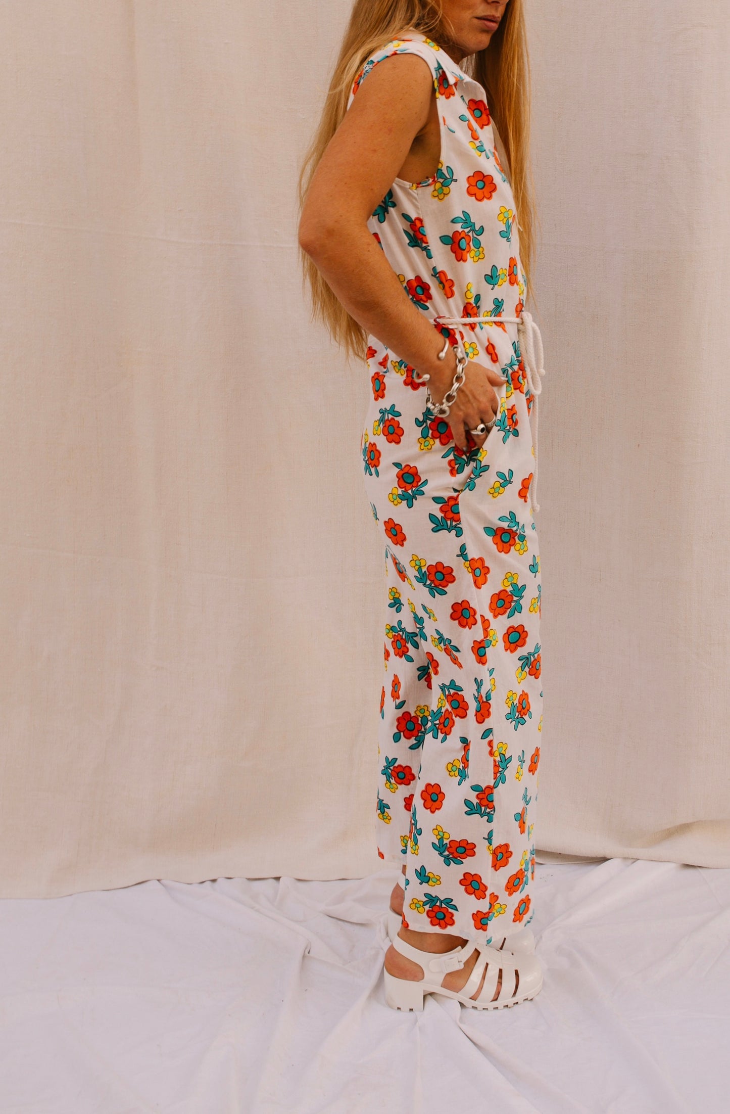 Up-cycled Retro Floral Jumpsuit – Made by Vagabond Ibiza