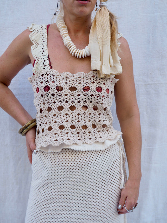 Up-cycled Vintage 1970s Crochet Top – Handmade by Vagabond Ibiza