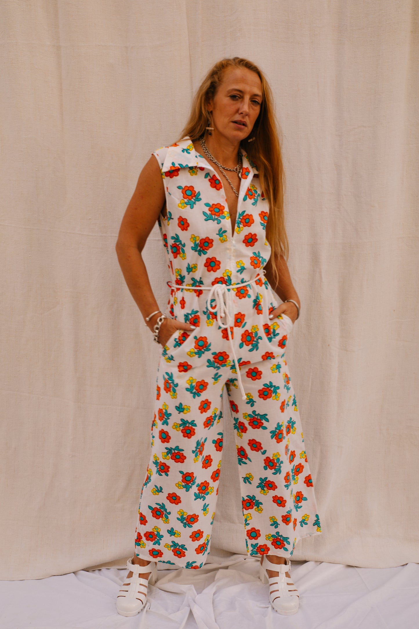 Up-cycled Retro Floral Jumpsuit – Made by Vagabond Ibiza