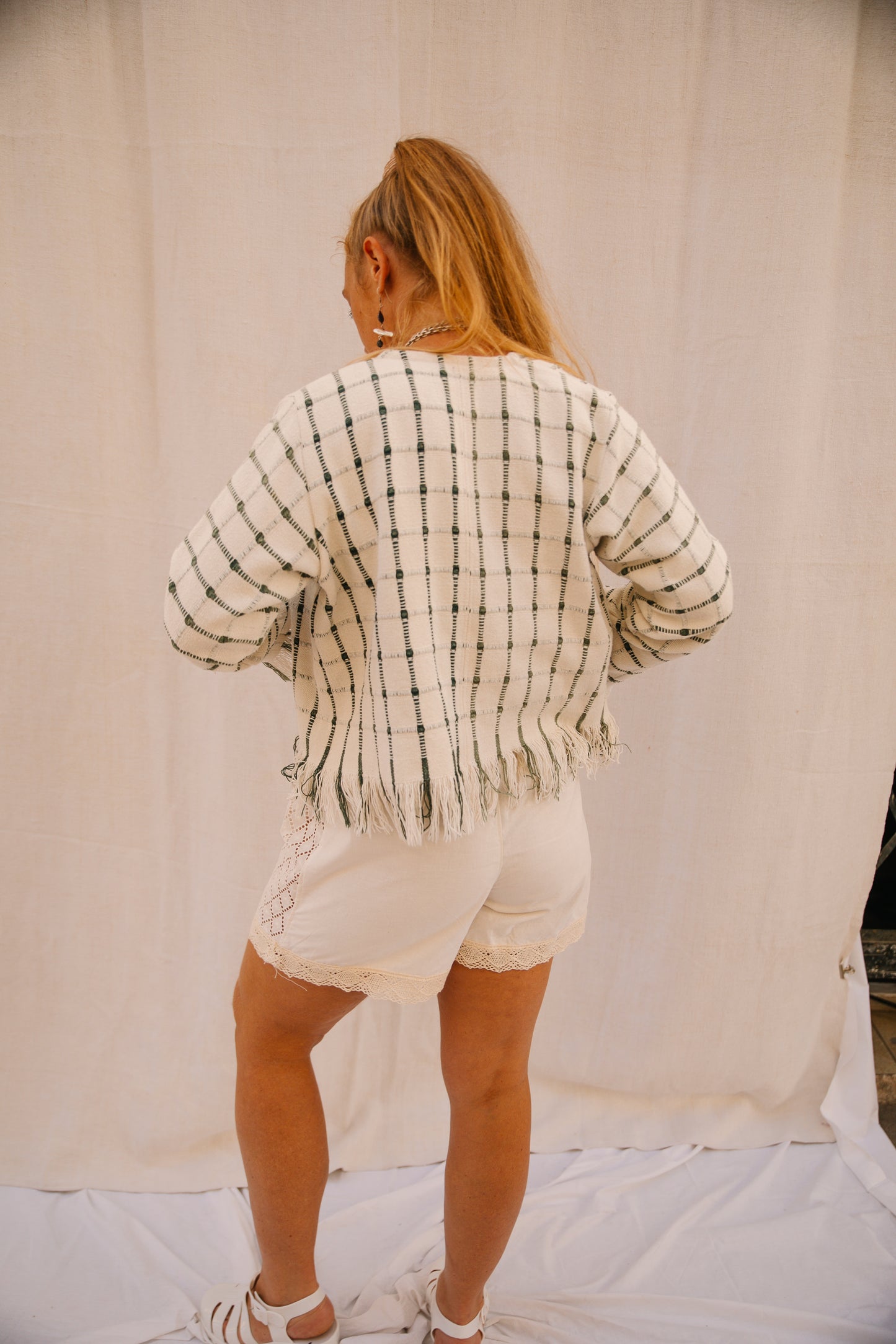 Up-cycled Cropped Woven Jacket – Handmade by Vagabond Ibiza