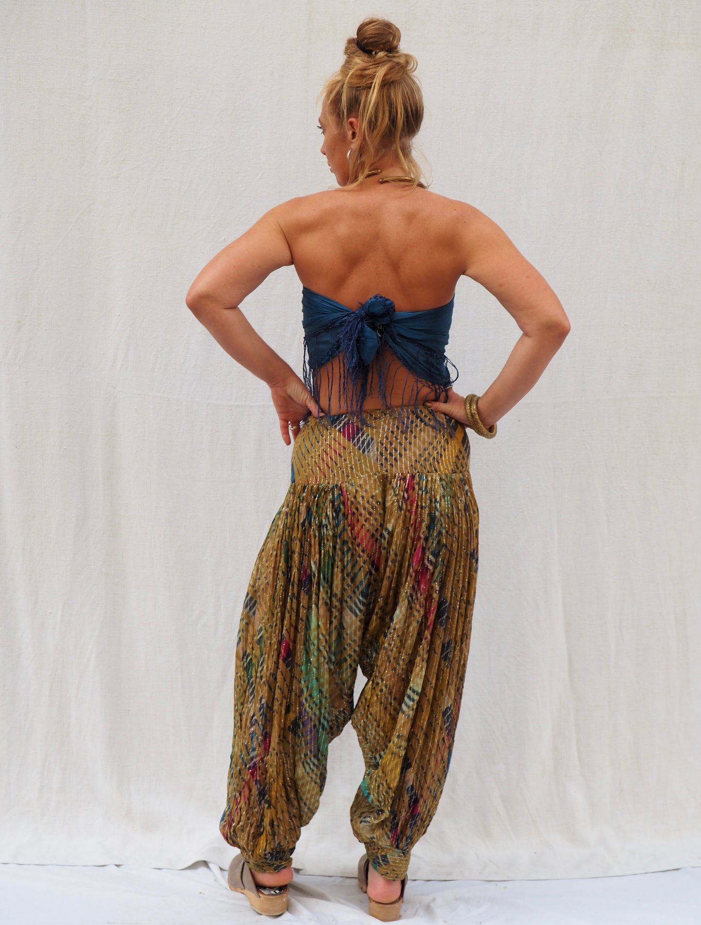 Vintage Indian Harem Pants with Silver Detailing