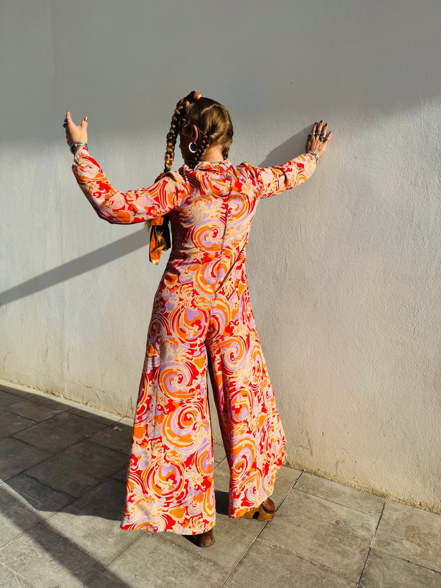 Vintage 1960s/1970s Pure Silk Jumpsuit – Hand-Stitched, Lined, One-of-a-Kind Rarity