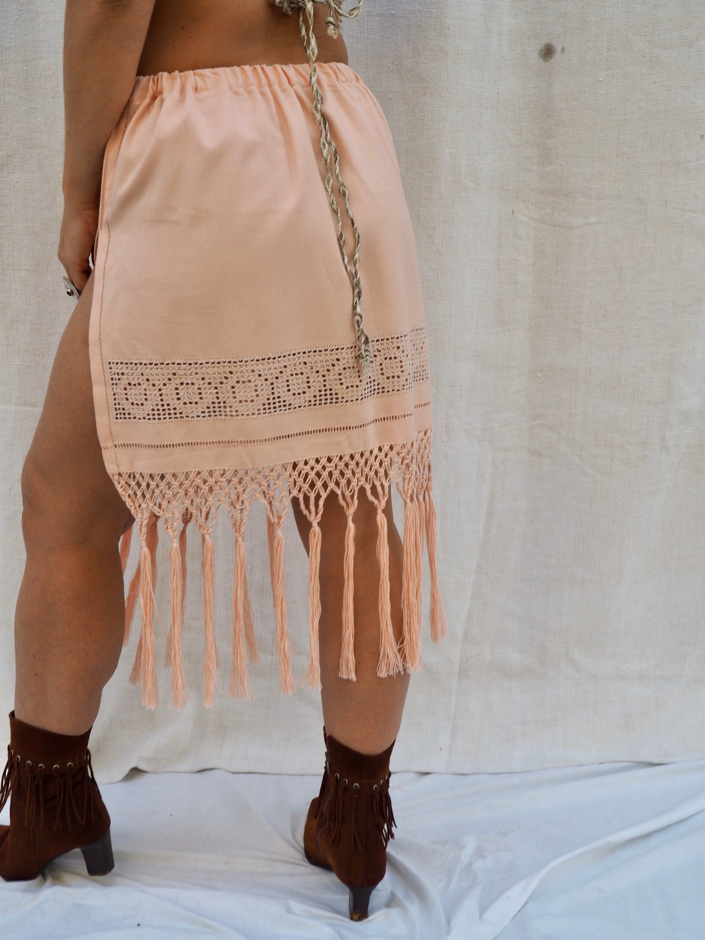 Up-cycled Vintage 1950s Tassel Trim Skirt – Handmade by Vagabond Ibiza