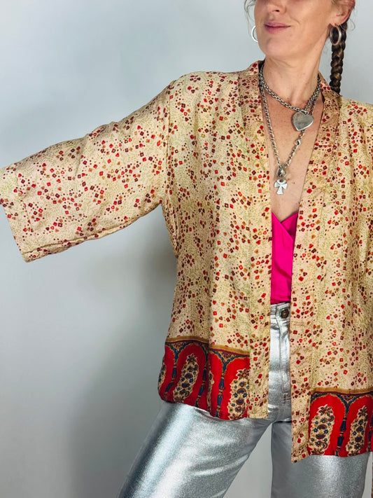 Kardash Kimono Short – Up-cycled Vintage Sari Kimono