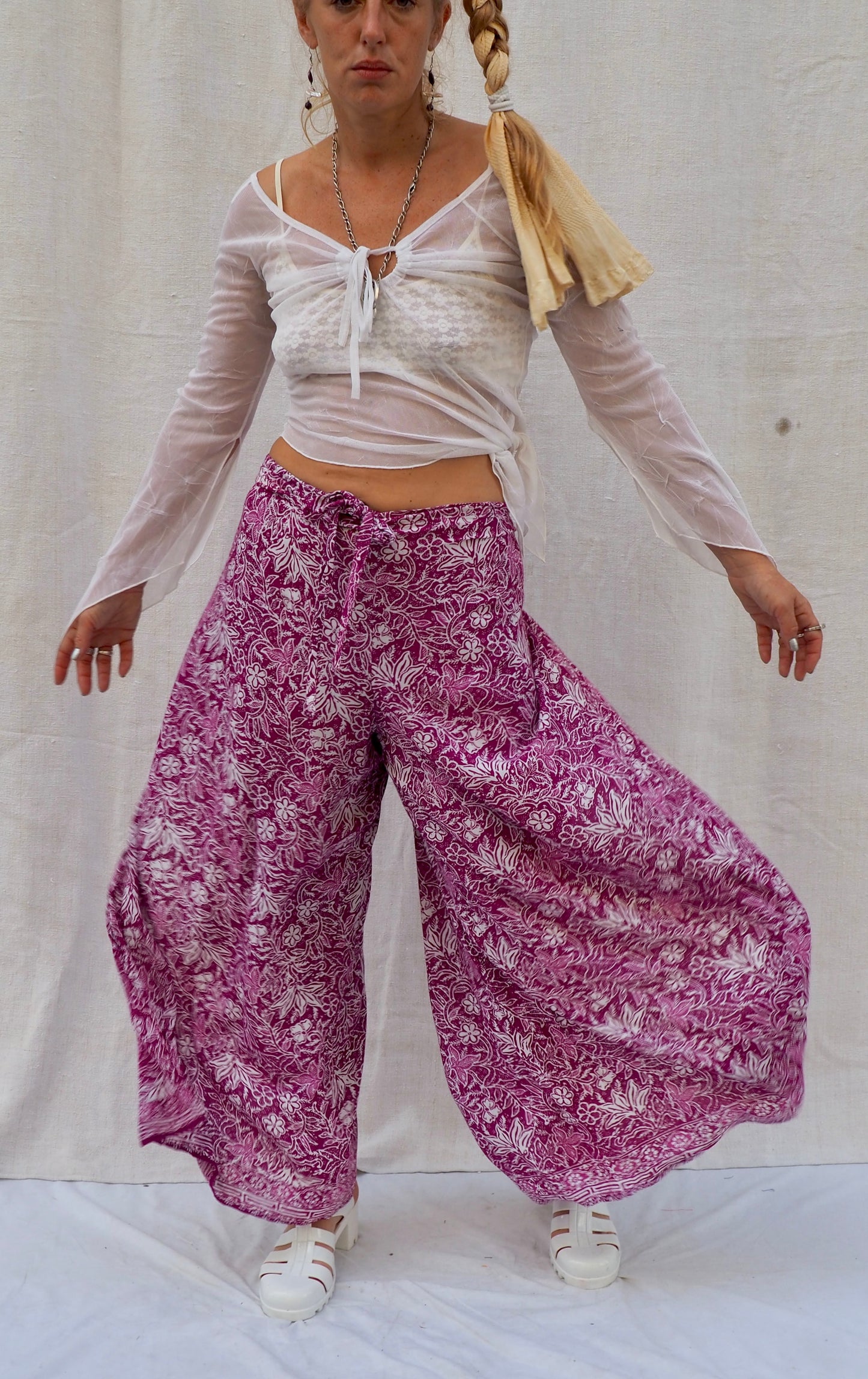 Vintage Indonesian Batik Wrap Pants with Side Splits