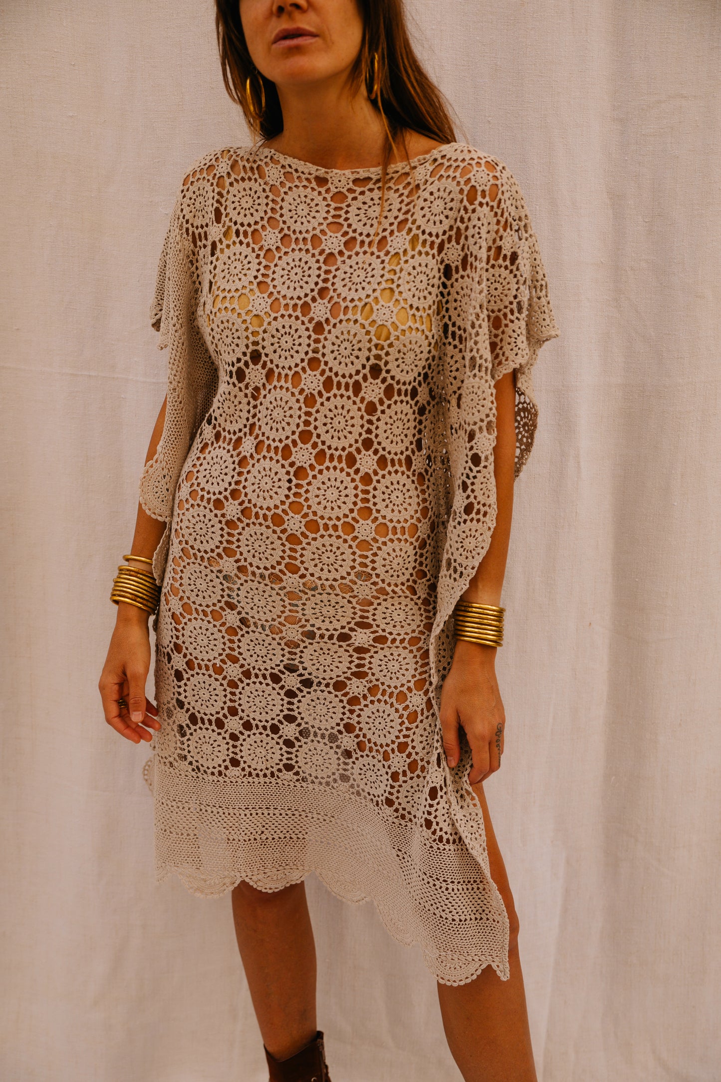 Vintage Handmade Crochet Kaftan Dress – Made by Vagabond Ibiza