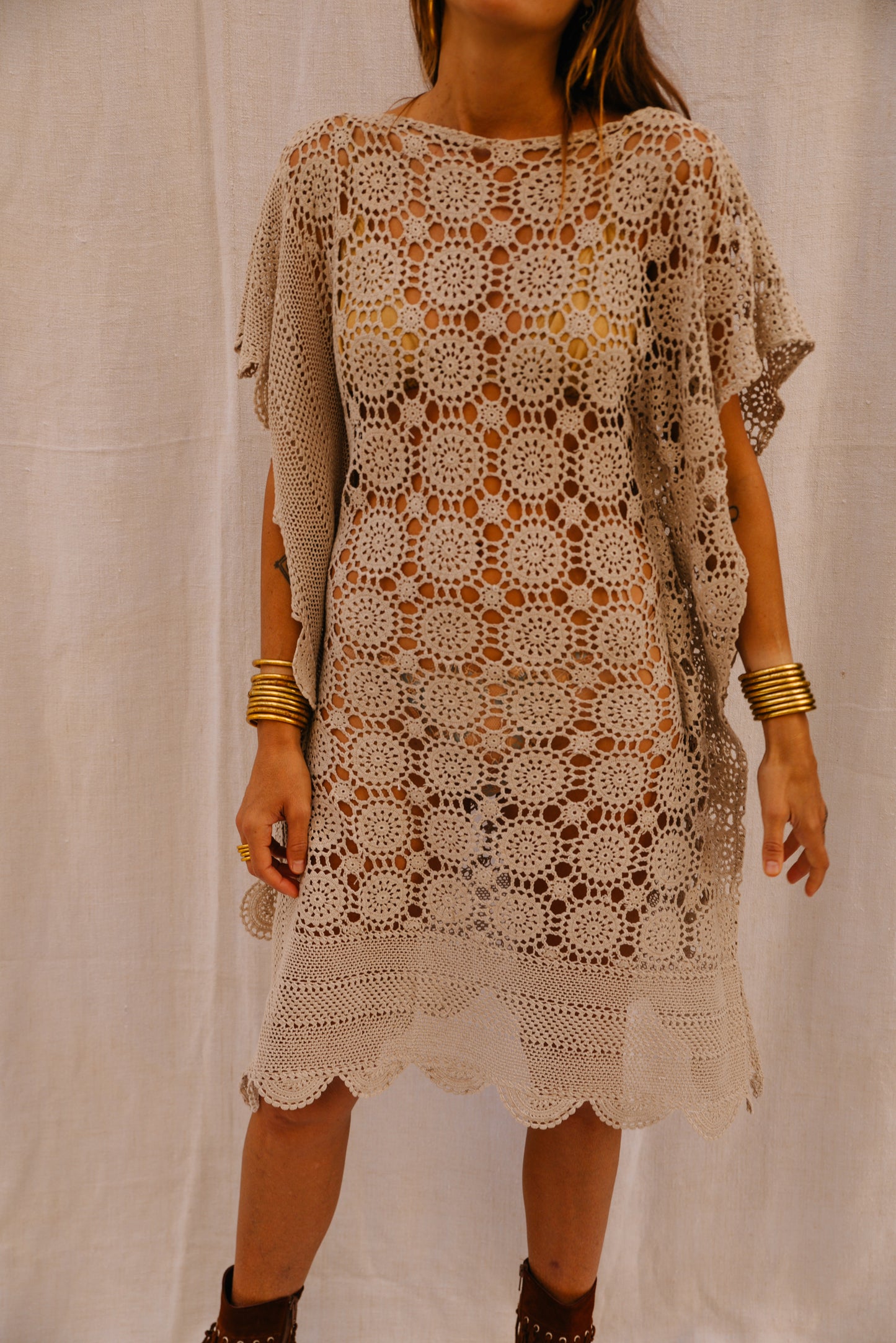 Vintage Handmade Crochet Kaftan Dress – Made by Vagabond Ibiza