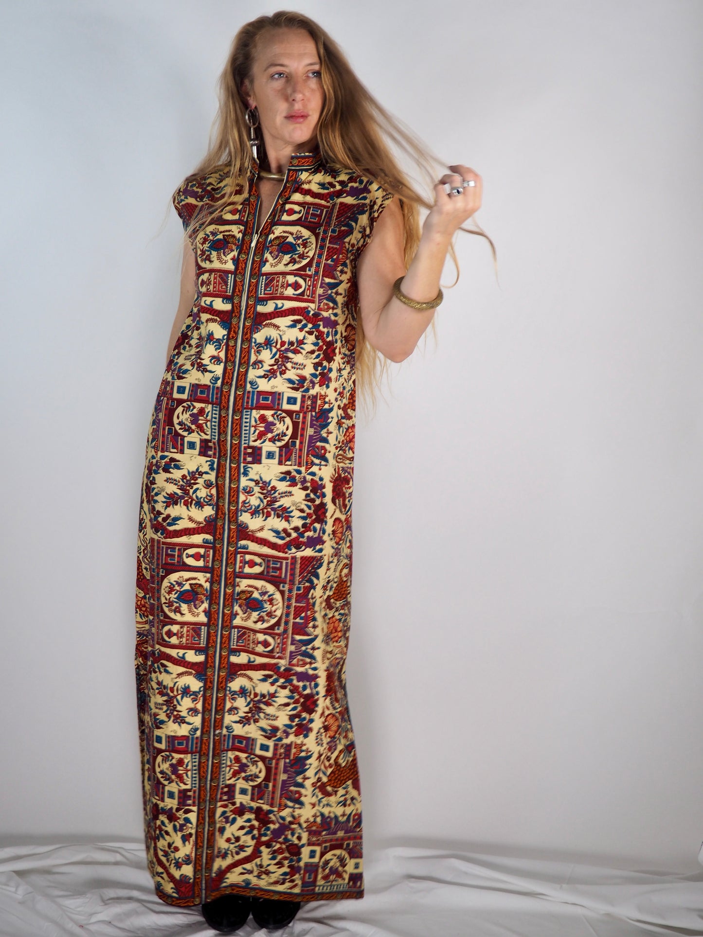 Vintage 1970s Printed Cotton Dress with bold print