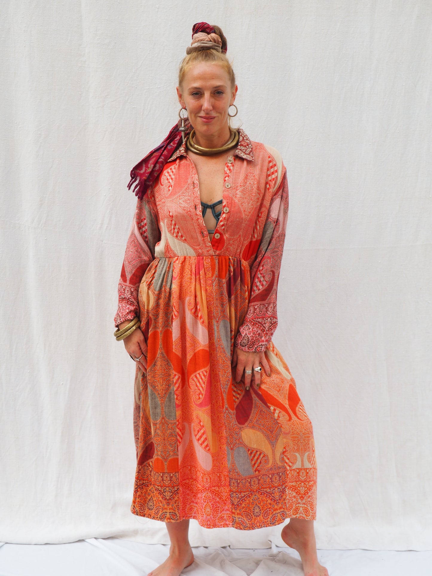 Vintage 1970s Indian Scarf Dress