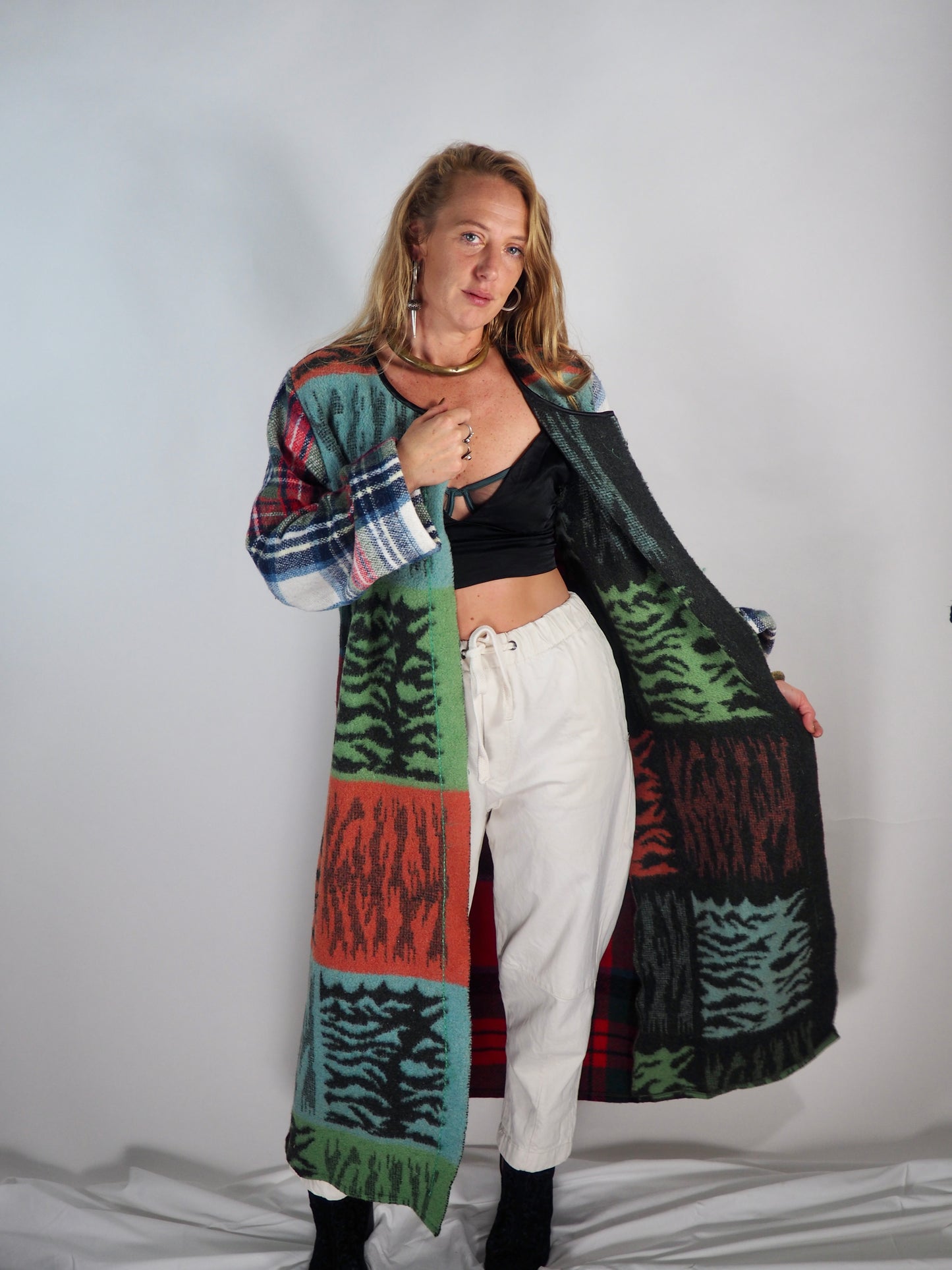 Vintage 1970s Upcycled Wall Blanket Coat by Vagabond Ibiza